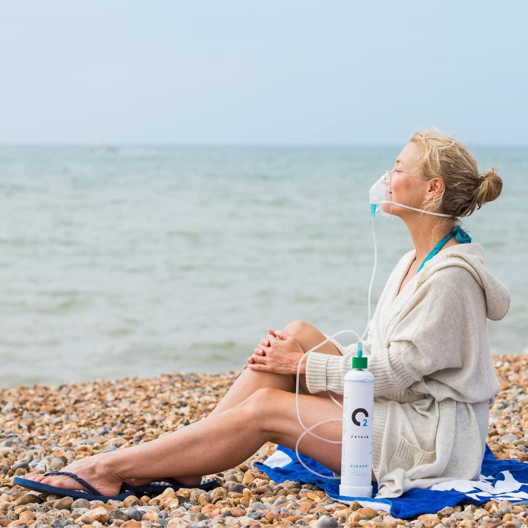 ClearO2 ClearO2 110L Oxygen Cylinder with Valve, Mask and Tube | Pure Breathing Oxygen in a Lightweight Disposable Steel Canister | Made in Britain