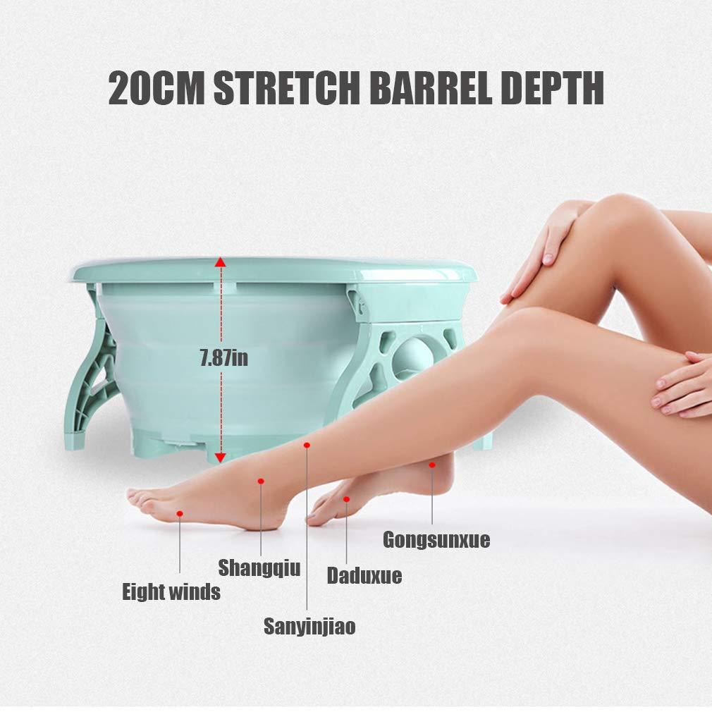 Lnobern ZhiLianZhao Portable Folding Foot Spa Foot Bath Massage Bucket Collapsible with Massage Wheel for Home Foot Spa Soak Travel,Green