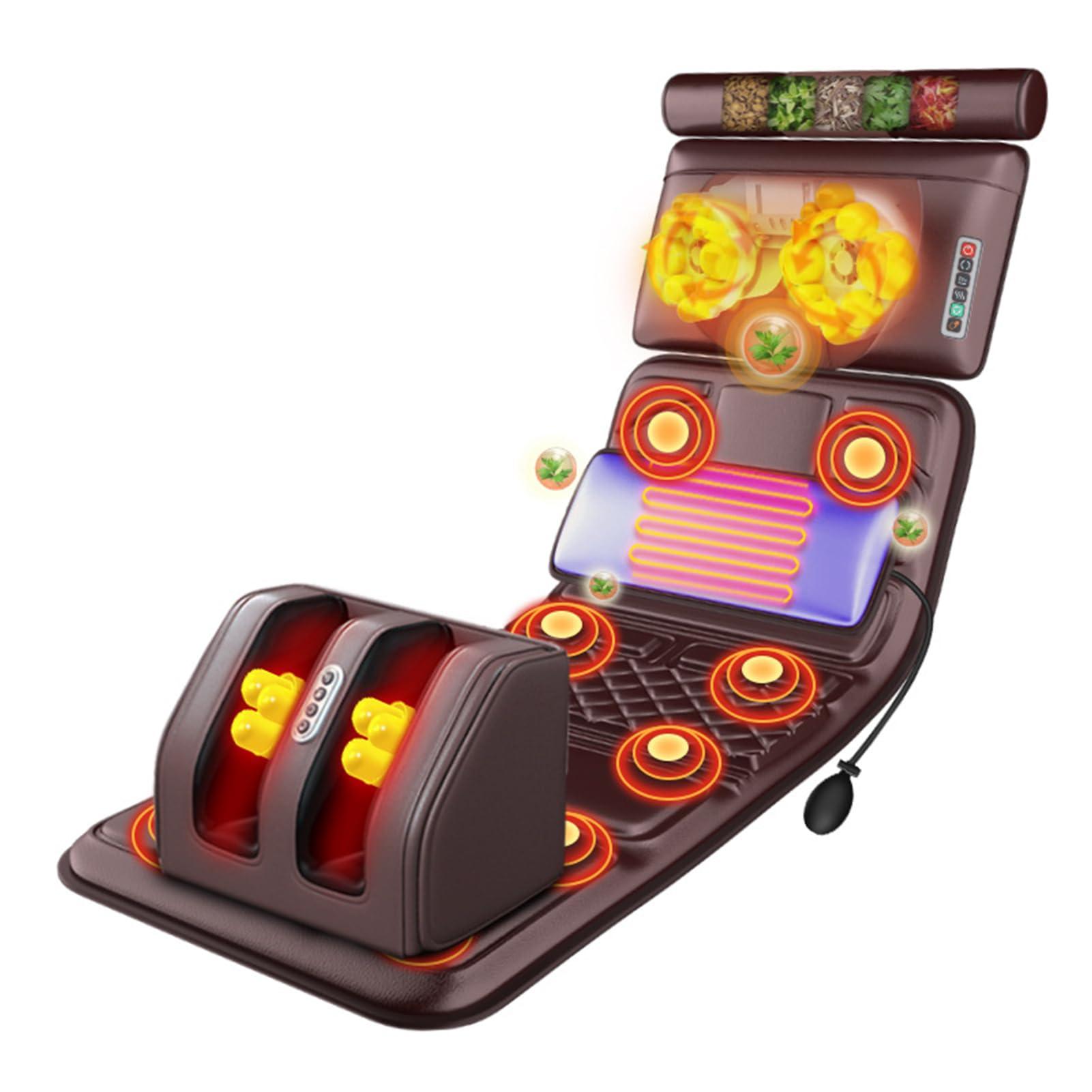 Generic Full Body Massage Mat with Heat, Massage Mattress Chair Pad with 10 Vibrating Motors, Neck Shiatsu Massage and Roller Massage for Foot Lower Back Neck Leg Shoulder Hip Heating Pad