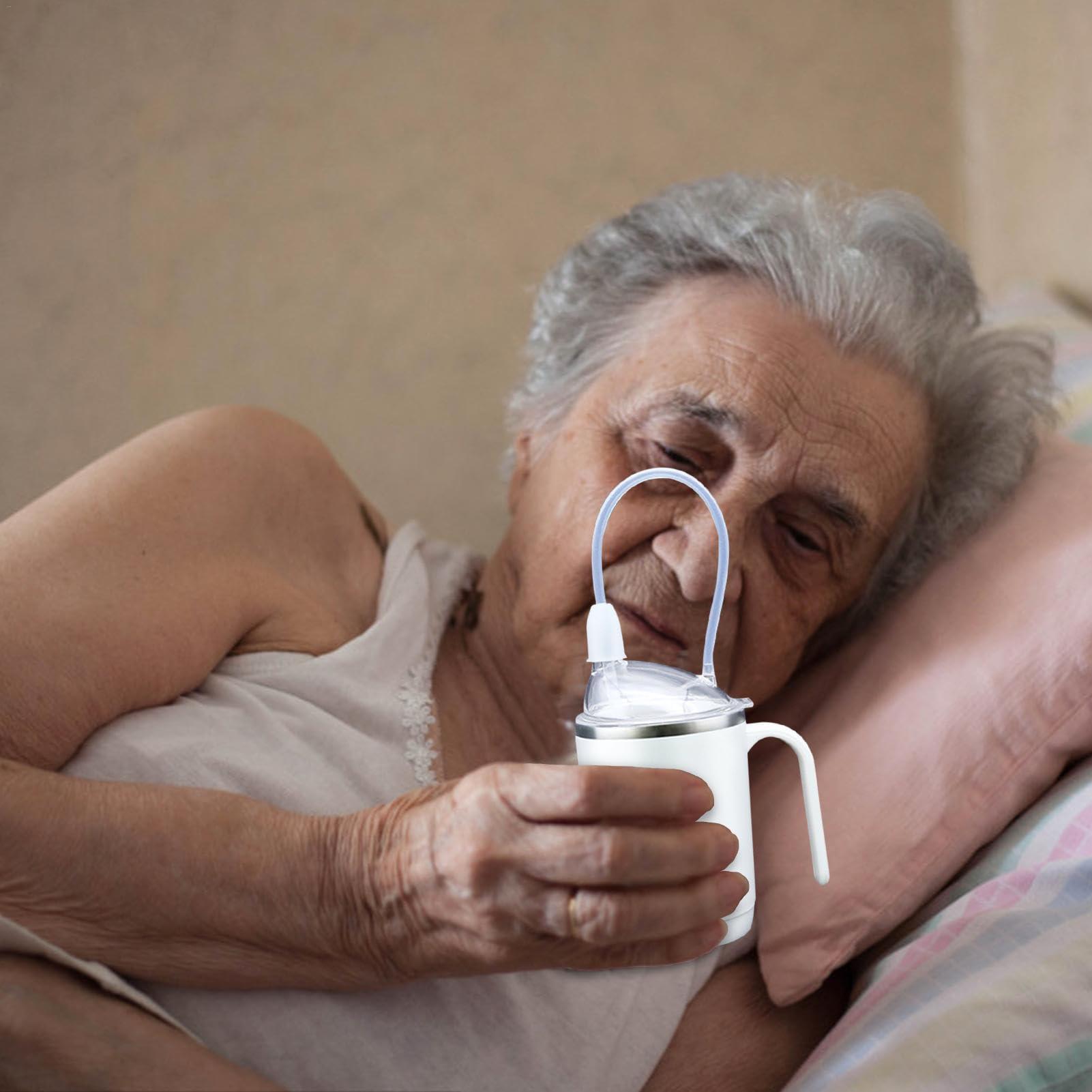 FreshCart Basics Adult Sippy Cups for Elderly,Spill Proof Handicap Cups with Straw for Elderly Care | Porridge Soup Cup with Handle for Elderly, Adults, Disabled Patient