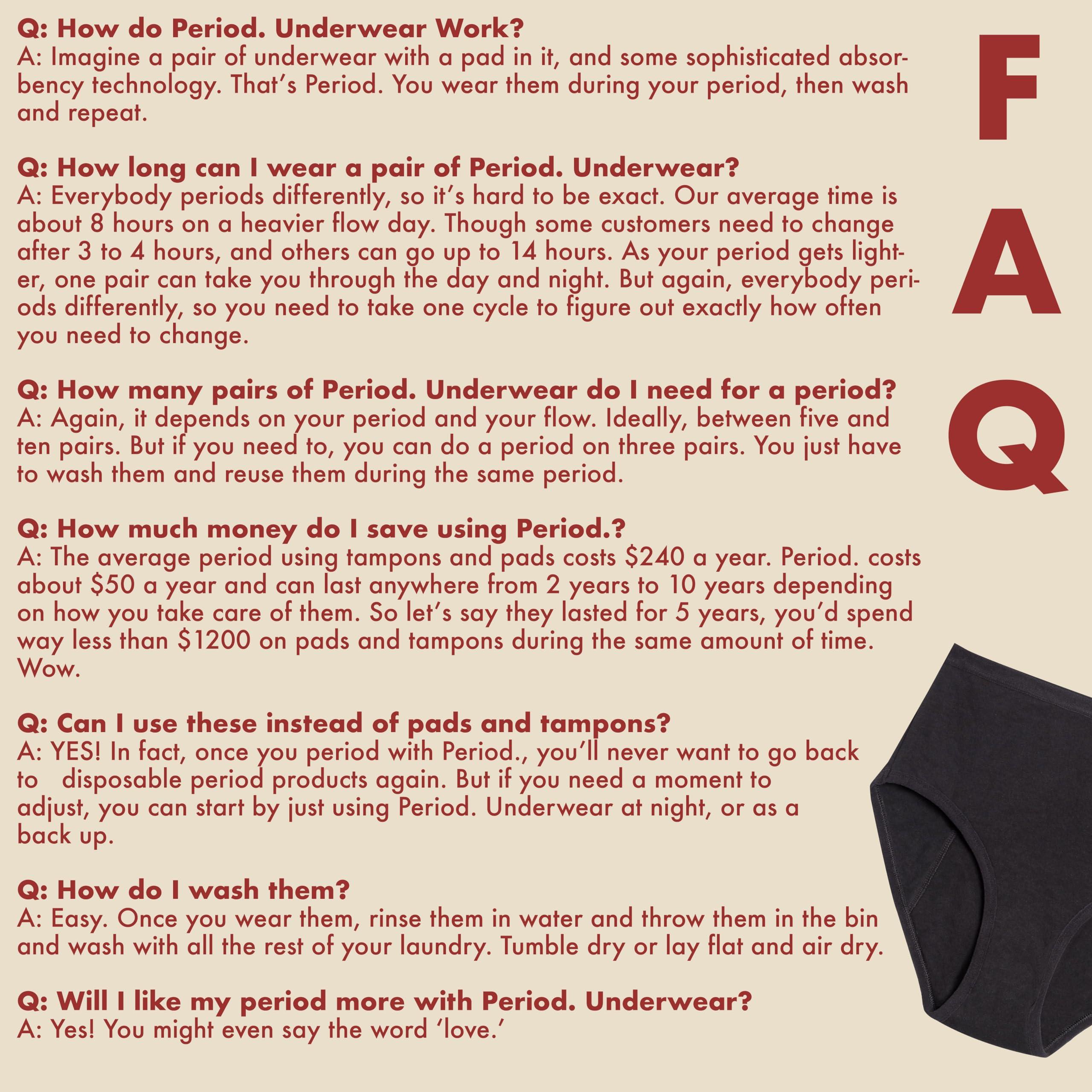 Period. By The Period Company The Period Company| High Waisted Period Underwear for Women| Light Absorbency| Menstrual Panties for Teens | Incontinence | Absorbent Panty | Postpartum | Leak Proof | Black-Medium, Black, M