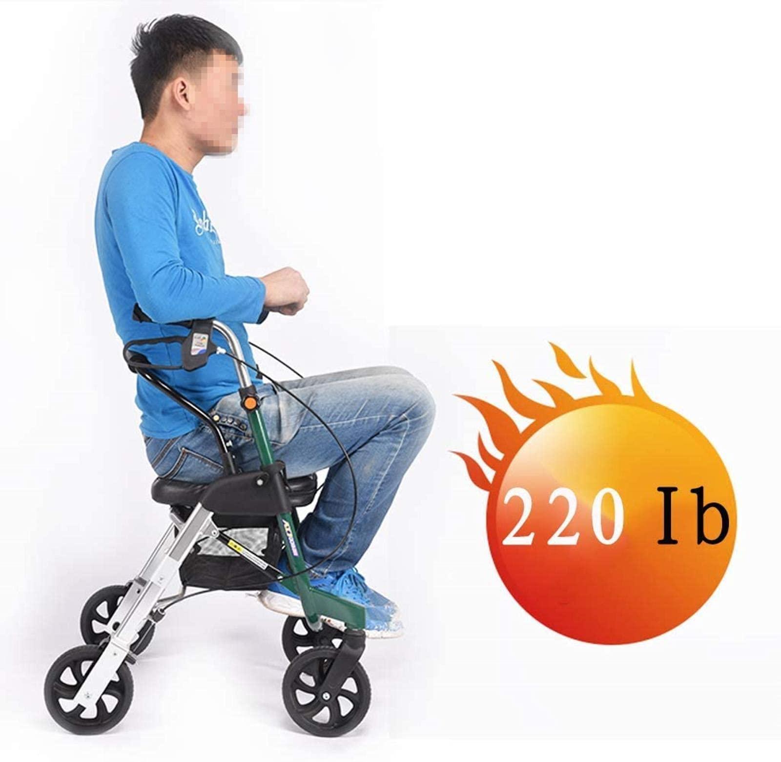 BHANAY Rollator Walker Walkers for Seniors with Seat Foldable and 4 Wheels,s with Wheels and Seat 220 Pound