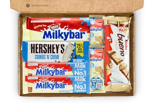 SweetiePost White Chocolate Gift Box | Milkybar Hersheys Selection Box | White Chocolate Kinder Bueno | White Chocolate Hamper | Perfect for a White Chocolate Lover