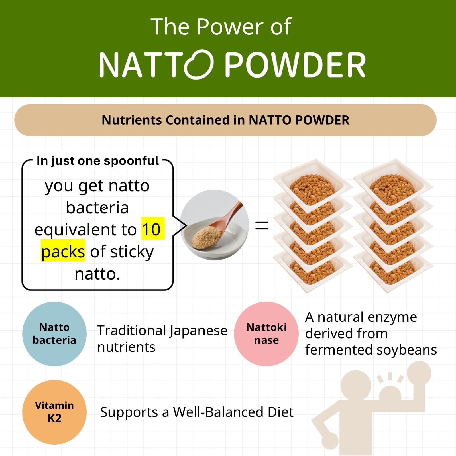 Gochi Premium Natto Powder - 100% Natural Fermented Soybeans with Nattokinase - Japanese Superfood for Gut Health and Immune Support - 45g