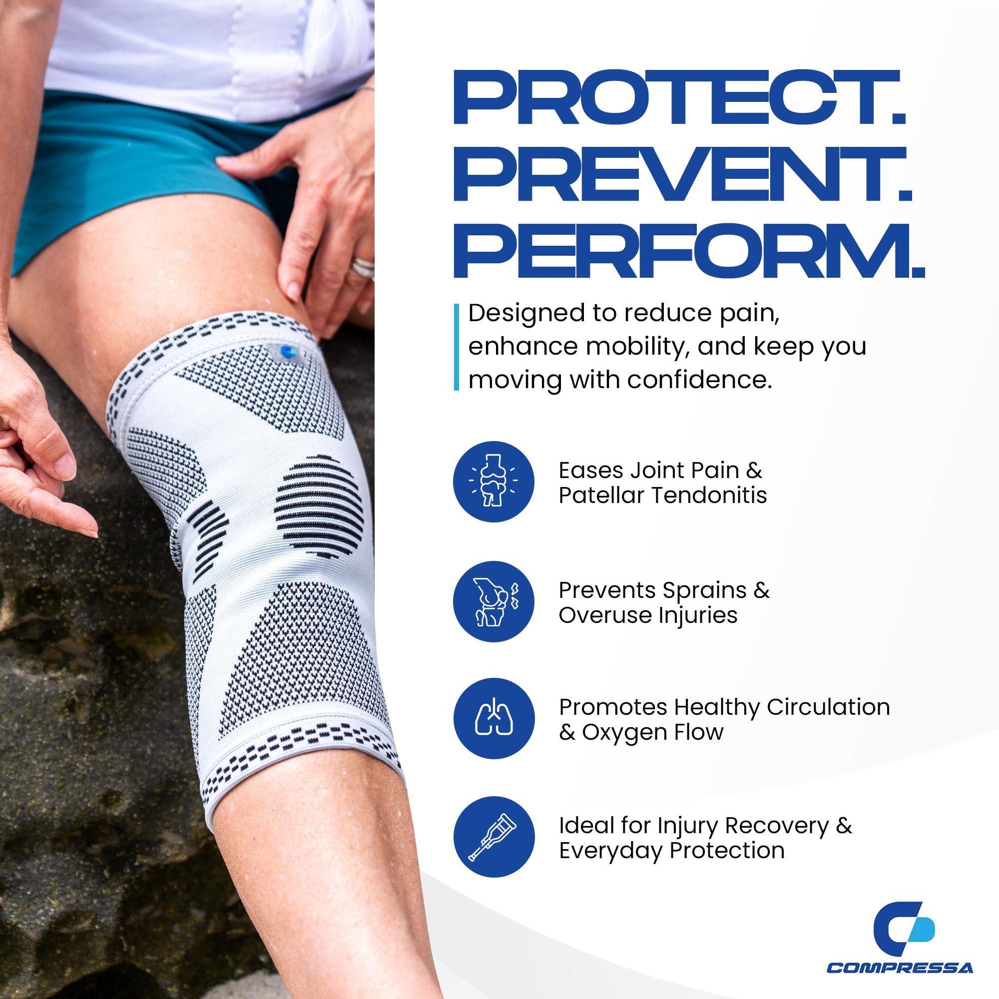 C Compressa Compressa Knee Sleeve for Women & Men (Regular) - Non-Slip Compression Support for Joint Pain, Muscle Recovery, Arthritis, and Injury Relief