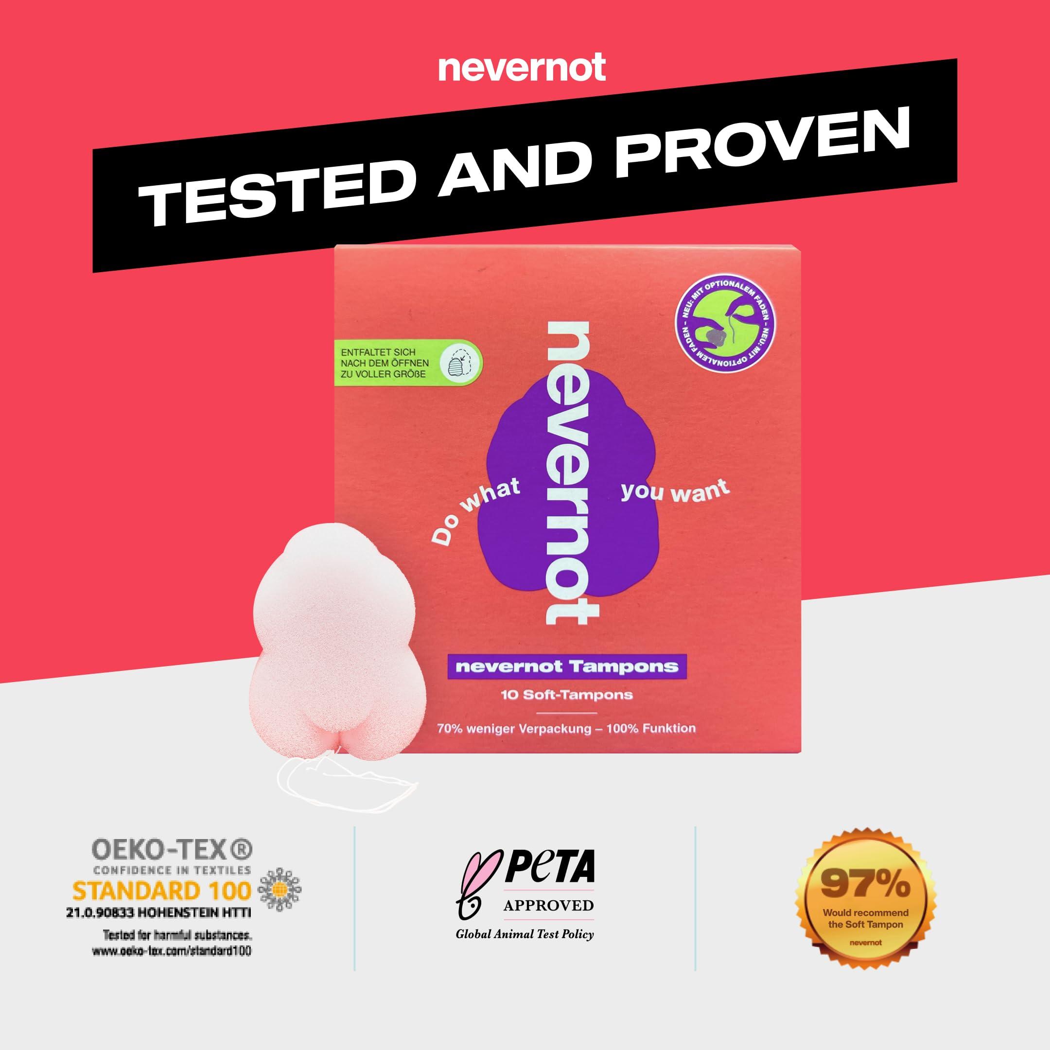 NeverNot nevernot Soft Tampons: Comfortable & Discreet Menstrual Sponge, Innovative Cloud Design with Optional Thread, Ideal for Sports, Swimming, Sauna, Pocket-Friendly and Easy to Remove, Pack of 150