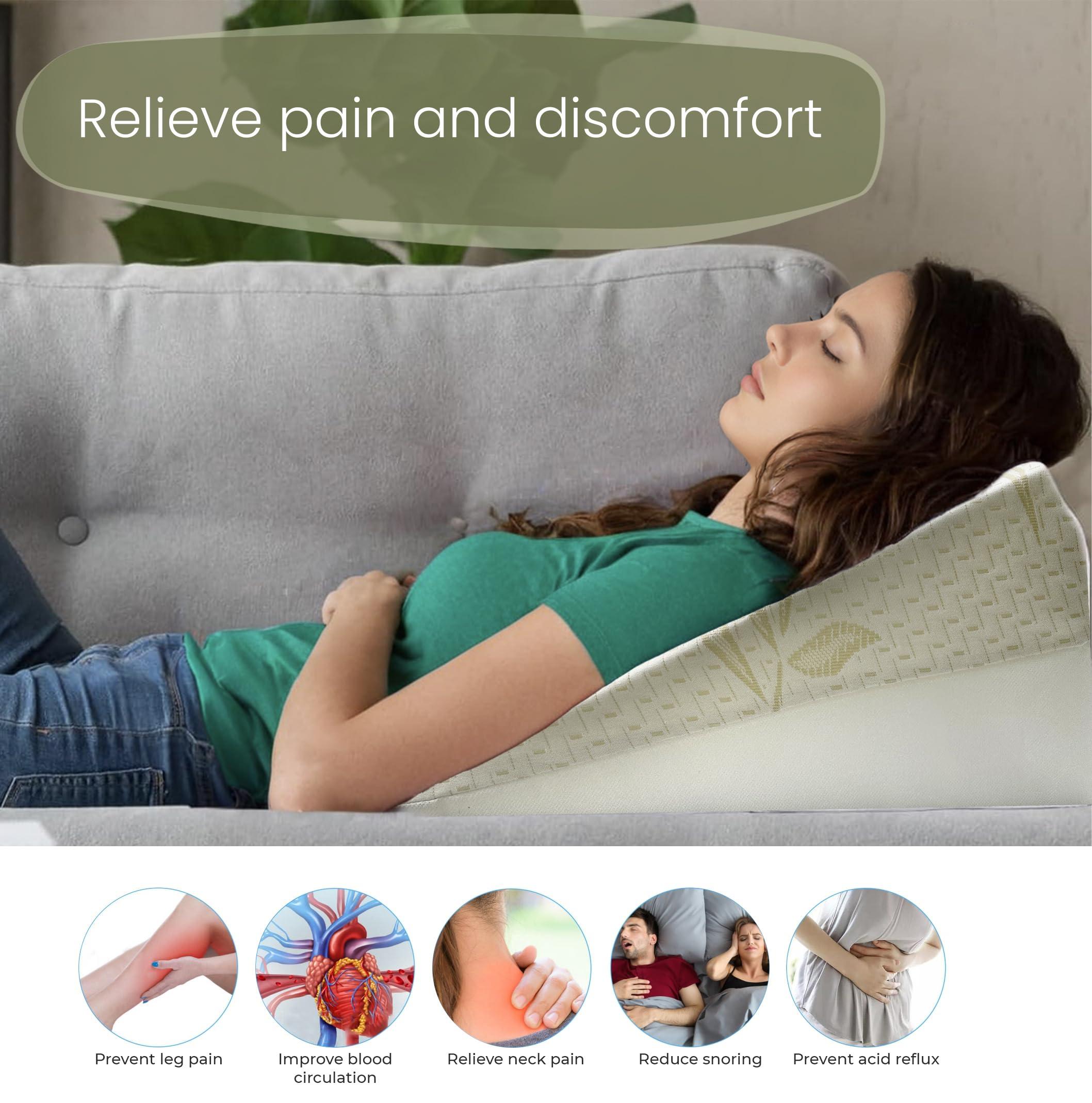 iSTYLE MODE BETTER HOME CHOICE Bamboo Orthopaedic Bed Wedge Pillow Foam Inside | For GERD, Acid Reflux, Reduce Back and Neck Pain, Snoring, and Breathing Problems | Great For Sleeping, Reading, Rest Elevation, Washable Cover