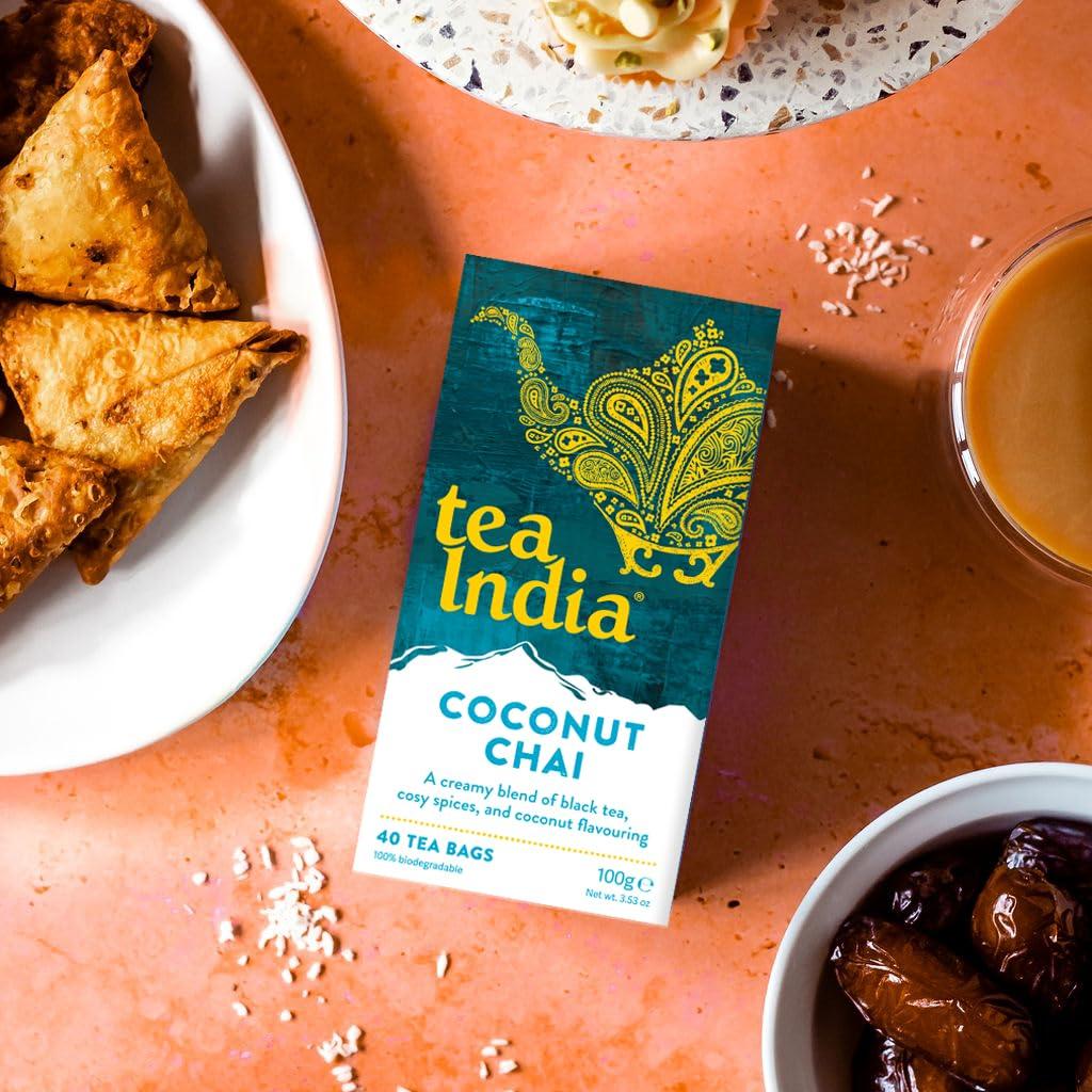 Tea India Tea India Chai Tea Bags (4 Packs of 40 Biodegradable Tea Bags) Rainforest Alliance Certified (Mixed Chai)