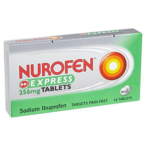Nurofen Nurofen Express Ibuprofen 256mg, 16 Tablets - Pain, Sinus, Migraine, Headache, Toothache Relief, Long Lasting Cold & Flu Solution