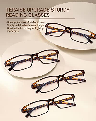 TERAISE TERAISE 4PCS Value Anti-Blue Light Reading Glasses,Lightweight Comfortable Reader Glasses for Men and Women,Sturdy Computer Reading Glasses Blue Light Blocking Included Eyeglasses Case(1.5X)