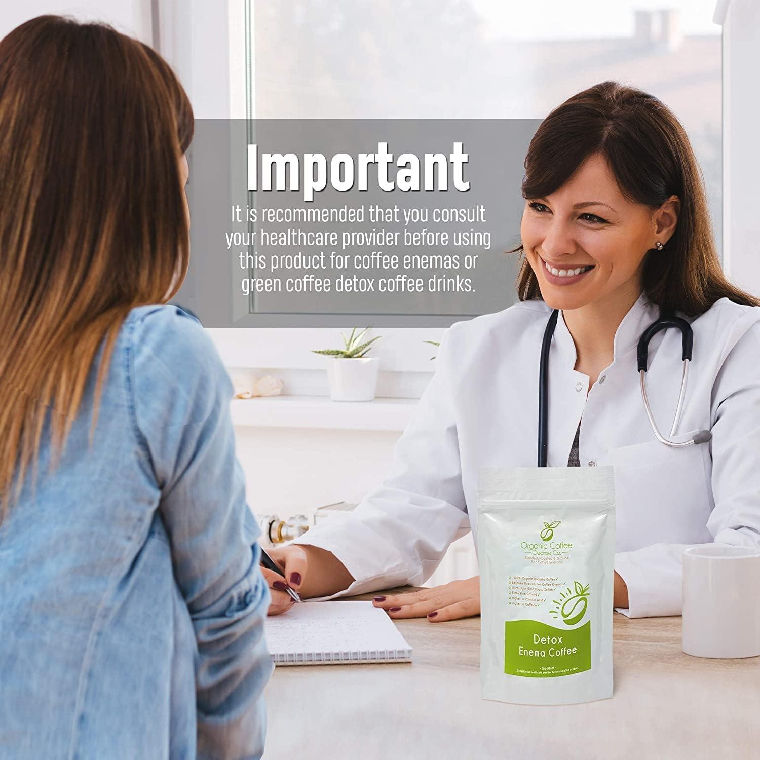 Organic Coffee Cleanse Co. Ground Enema Coffee 2kg - 2 x 1kg Bundle - For Coffee Enemas - Organic Coffee Cleanse Co - 100% Robusta & 100% Organic - Ultra Light Gold Roast - Fine Grind