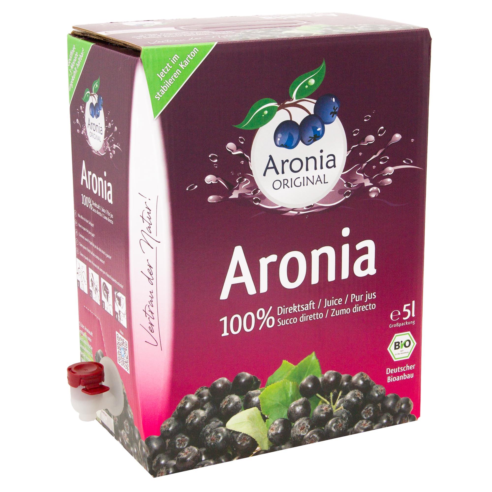 Aronia ORIGINAL Aronia ORIGINAL Organic Aronia Berry Juice Bag-in-Box 5 L | 100% Pure Aronia Fruit Juice, No Added Sugar, Not From Concentrate | Vegan, Organic, Non GMO Chokeberry (Aronia Berries)
