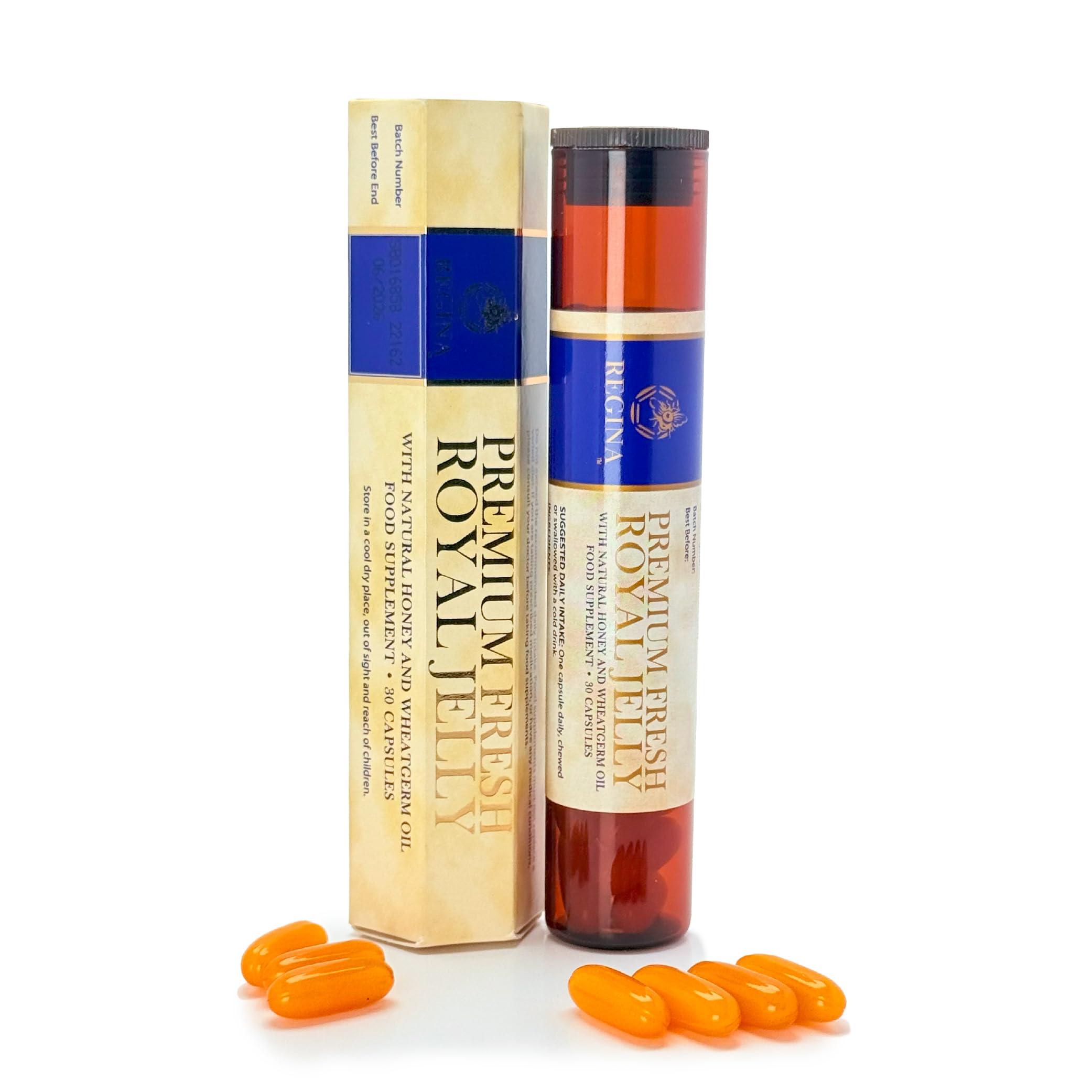 Regina Royal Regina Premium Fresh Royal Jelly: 30 Softgel Capsules with 200mg Organic Royal Jelly (Australian Source) & Acacia Honey, Minimum 6% 10-HDA. Supports Immunity, Energy, Cellular Health