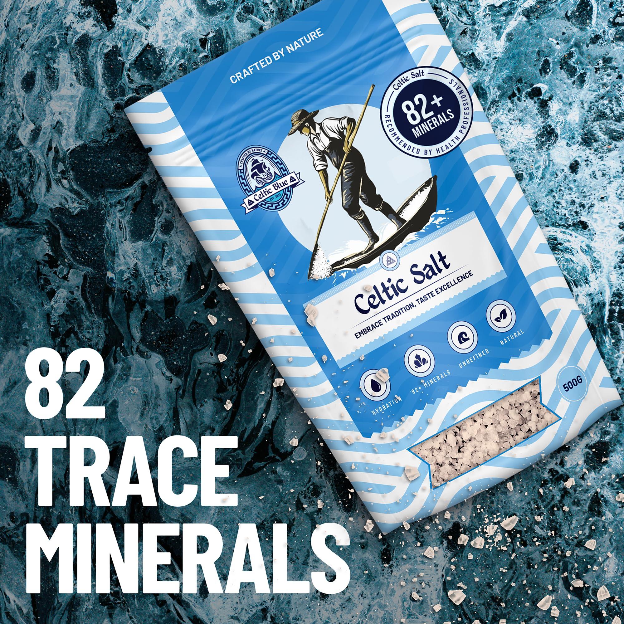 Celtic Blue Celtic Blue Celtic Sea Salt 500g | 100% Unrefined Coarse Celtic Sea Salt | 82+ Essential Minerals & Nutrients | Light Grey Celtic Salt | Traditionally Hand Harvested from Gurande, France