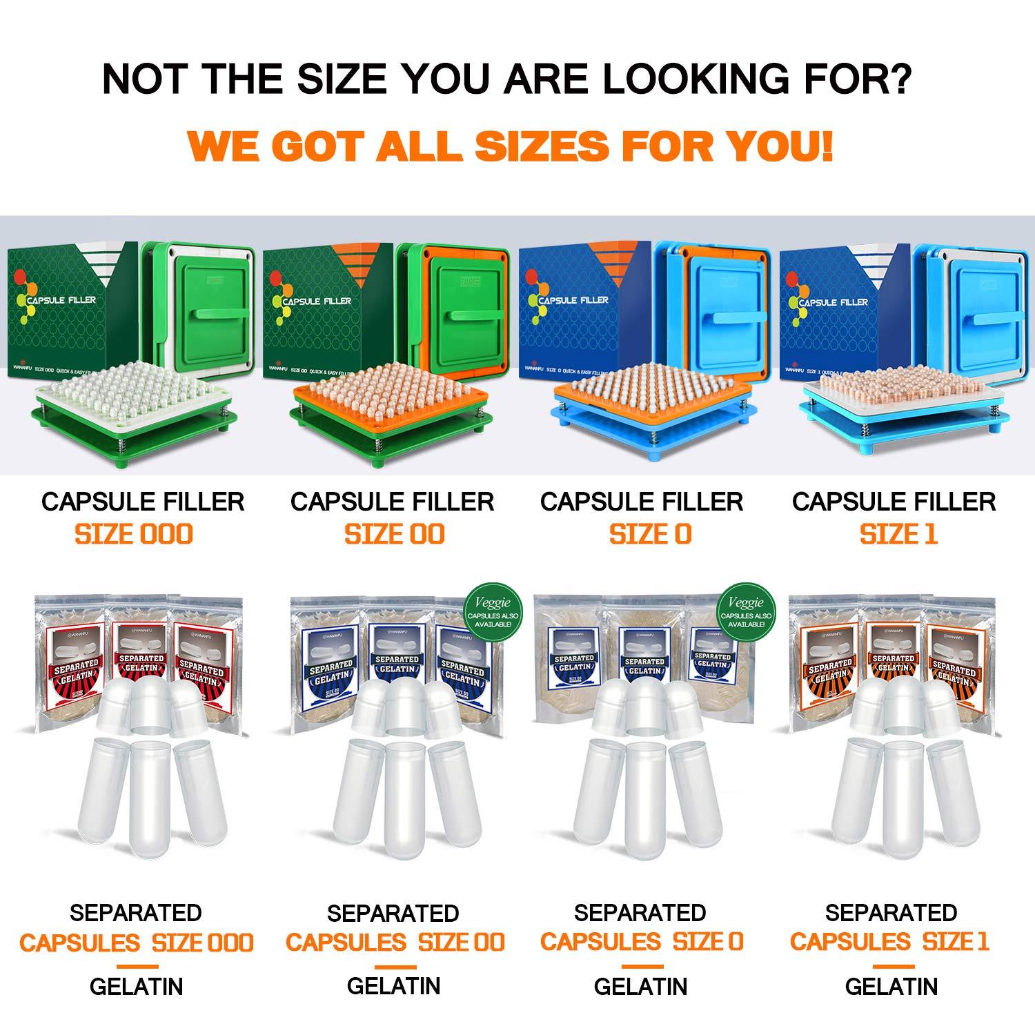 wananfu WANANFU Separated Empty Capsules Size 1 Vegetarian (200 Count), Compatible with Capsule Filling Machine Size 1