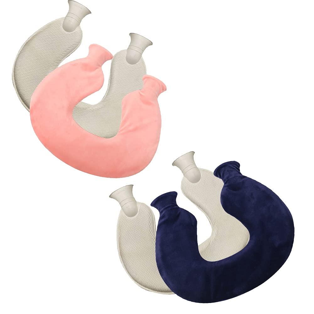 BcofoA Neck hot Water Bottle, a hot Water Bottle Used to Relieve Neck Pain, a Cordless Heating Neck Brace That relieves Stiffness, with a Plush Cover That can be Washed. (Color : Gray)