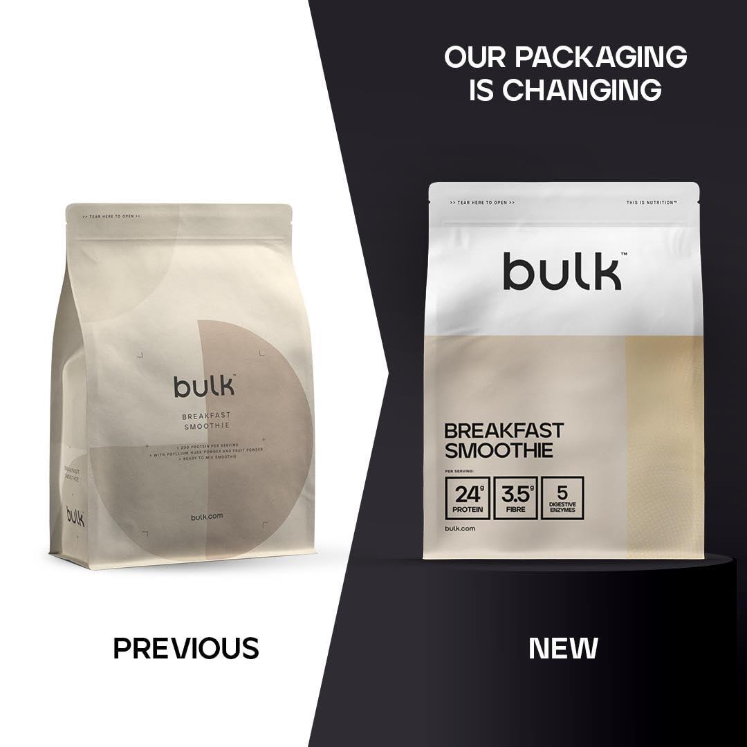 Bulk Bulk Breakfast Smoothie, High Protein, Real Fruit Pieces, Blueberry & Raspberry, 2.5 kg, Packaging May Vary