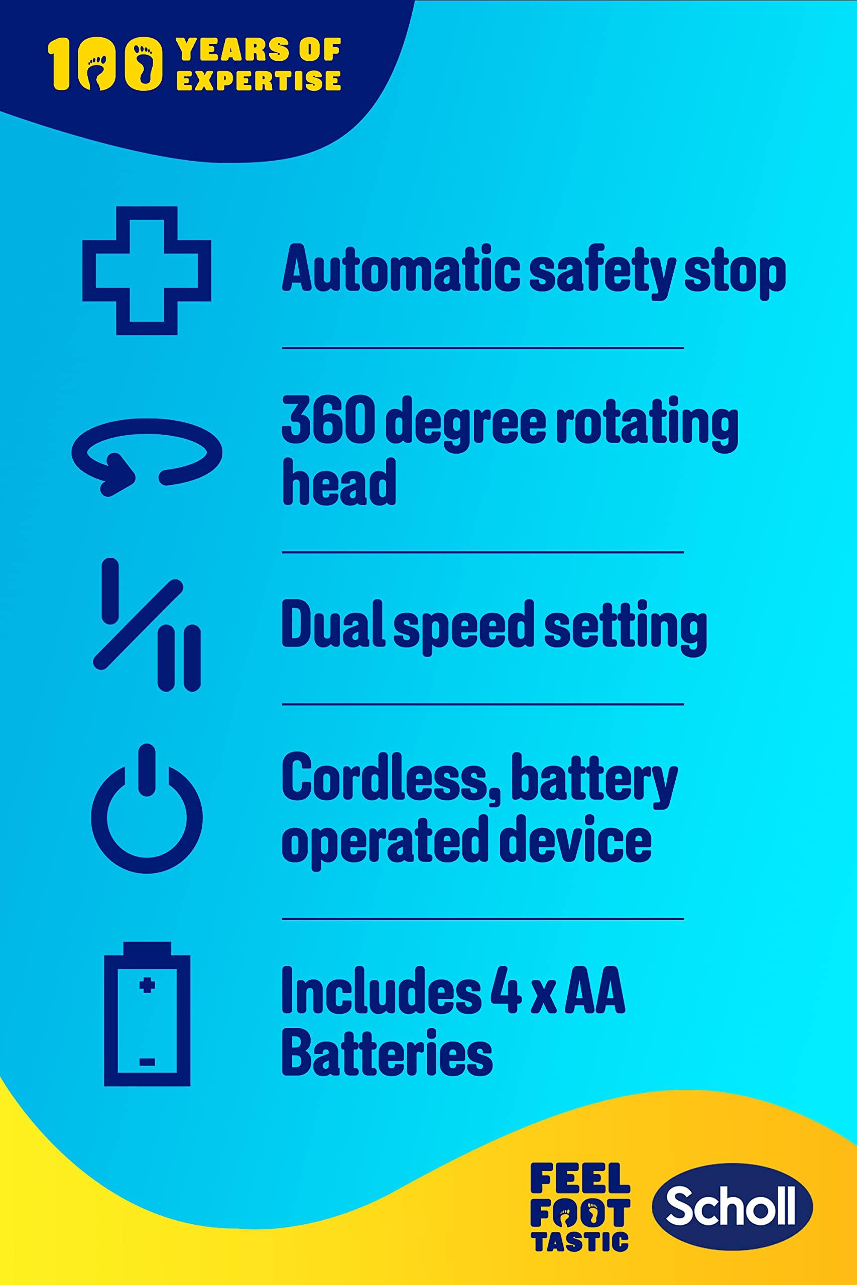 Scholl Scholl Velvet Smooth Electric Foot File with Cracked Heel Refill - Pedicure Foot File for Hard Skin and Callus Removal, Includes Velvet Smooth Roller and Cracked Heel Roller