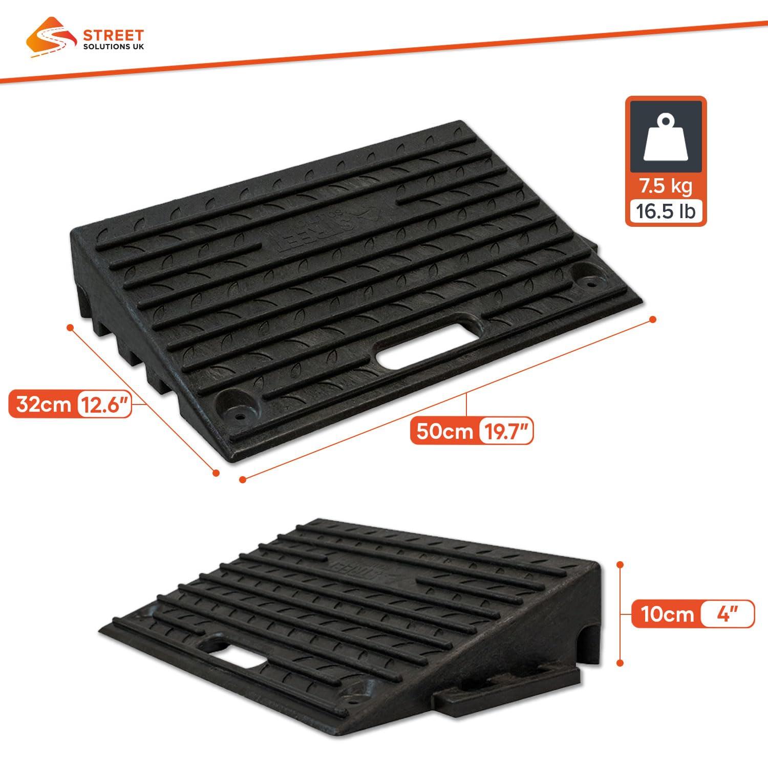 Street Solutions UK Street Solutions UK Rubber Kerb Ramps 4 Inch | Heavy Duty Mobility Threshold Ramps for Wheelchairs, Cars Vehicles, Caravan, Scooter Wheels, Skateboard, Motorcycle, Disabled Chair & Dog | 1 Ramp
