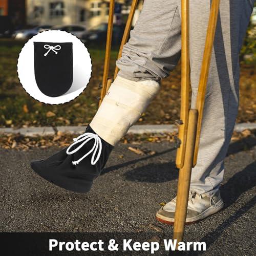 Prasacco Prasacco Cast Sock Cover for Foot, Cast Toe Cover Socks Leg Cast Cover Below the Knee Adjustable Drawstring Cast Protector Washable Cast Sleeve for Men Women Foot Leg Ankle Proof, Black