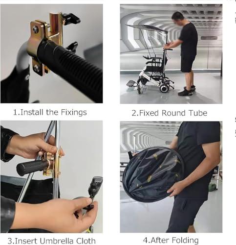 DaoGeSir Wheelchair Parasol Universal Sun Shade Rain Cover Electric Wheelchair Umbrella Canopy Wheelchair Folding Cape Canopy Wheelchairs Accessories Umbrella Chair Clamp