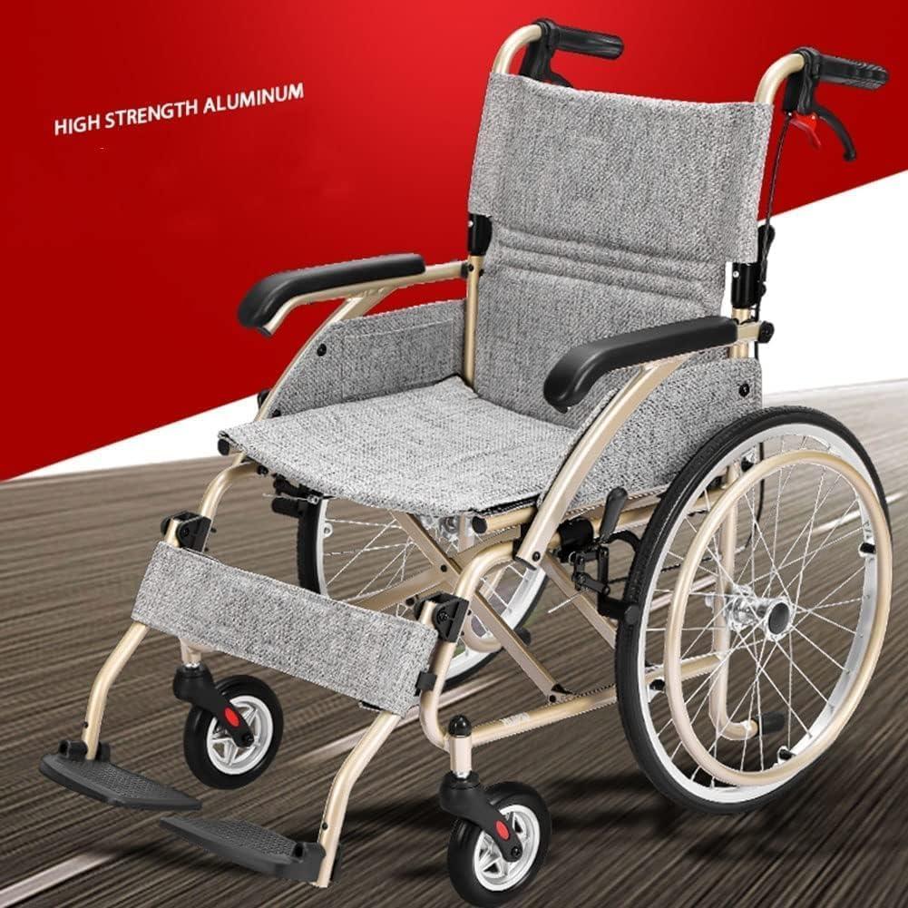 WWTSMYXGS air Lightweight Foldable Self-Propelled air Portable Manual air W/Front and Rear Parking Brake Multifunctional All Terrain air Scooter for Elderly Transit Chair