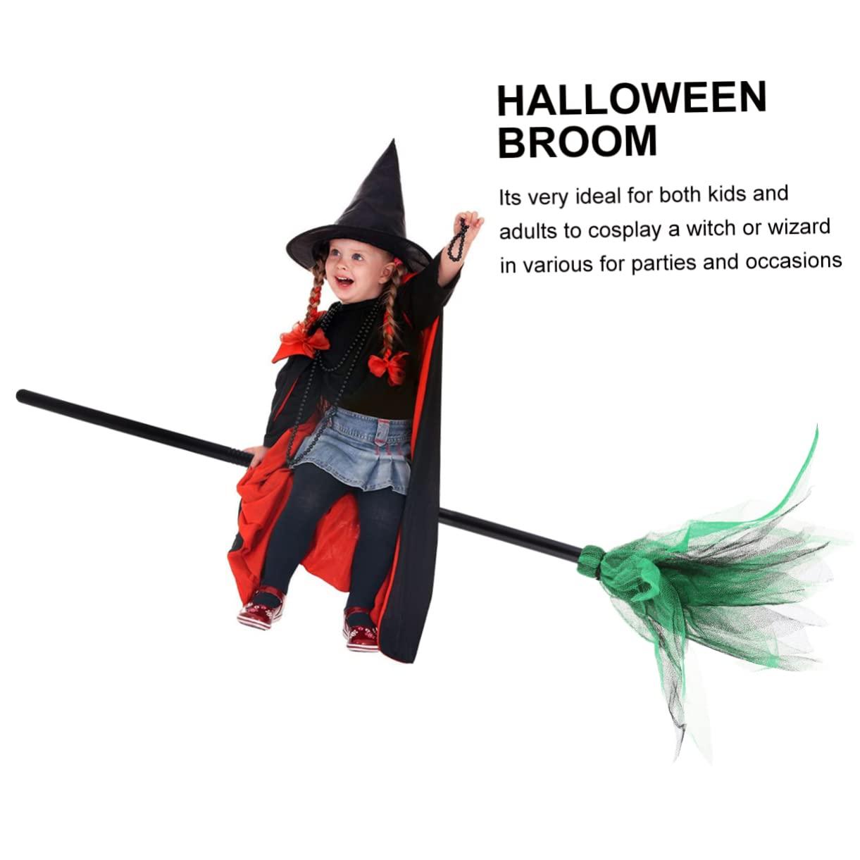 Beavorty Beavorty 2pcs Halloween Broom Halloween Party Props Kids Toys Mesh Broom Witch Broom Kids Witches Brooms Wicked Witch Costume Accessories Broom Stick Outfits Plastic Make up Child Supplies