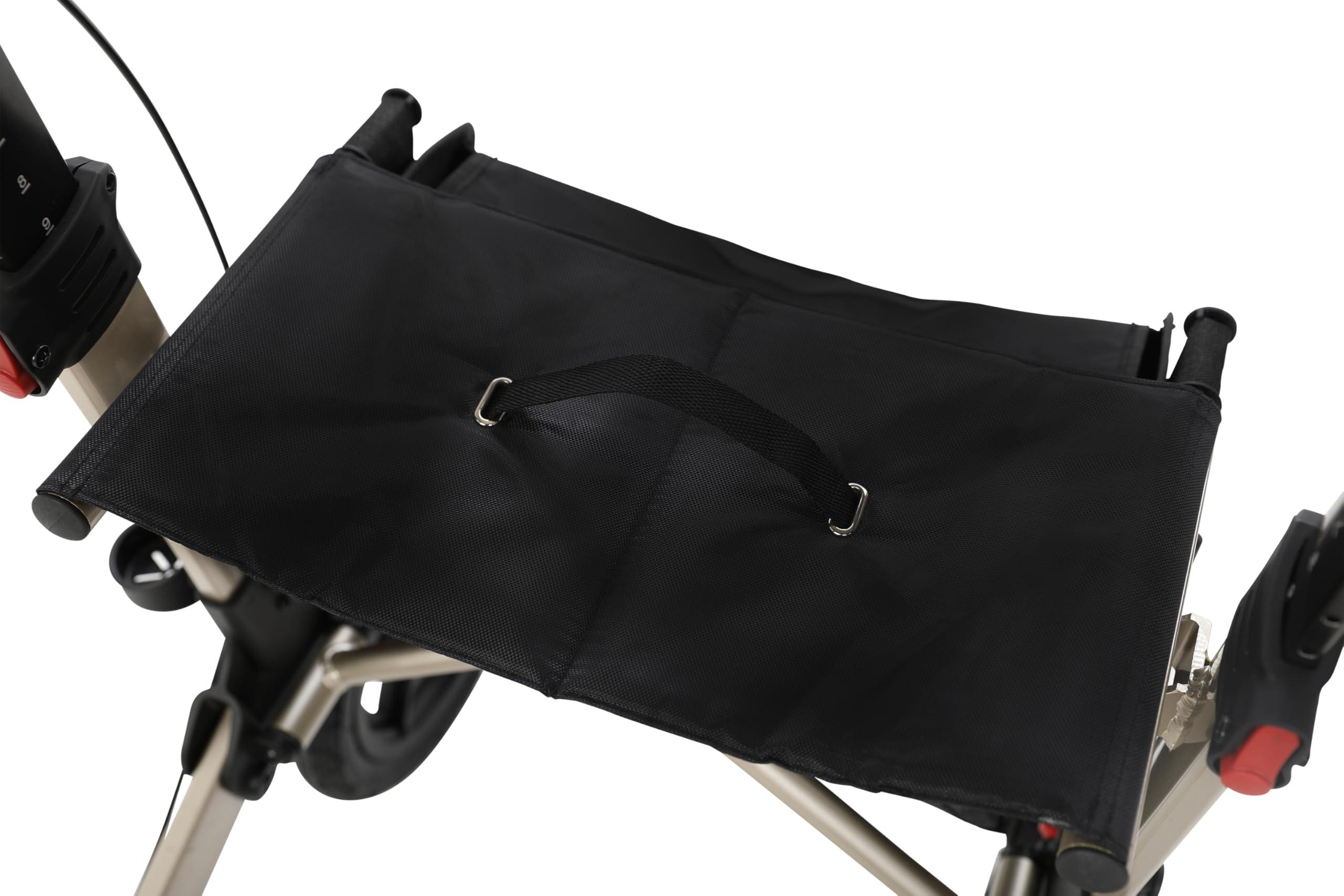 MobiQuip MobiQuip All Terrain 4 Wheel Walker with Seat, Folding Rollator with Large Wheels, Lightweight and Easy to Manoeuvre Over All Terrains, Walker for Adults Mobility or Walking Aid (Champagne)