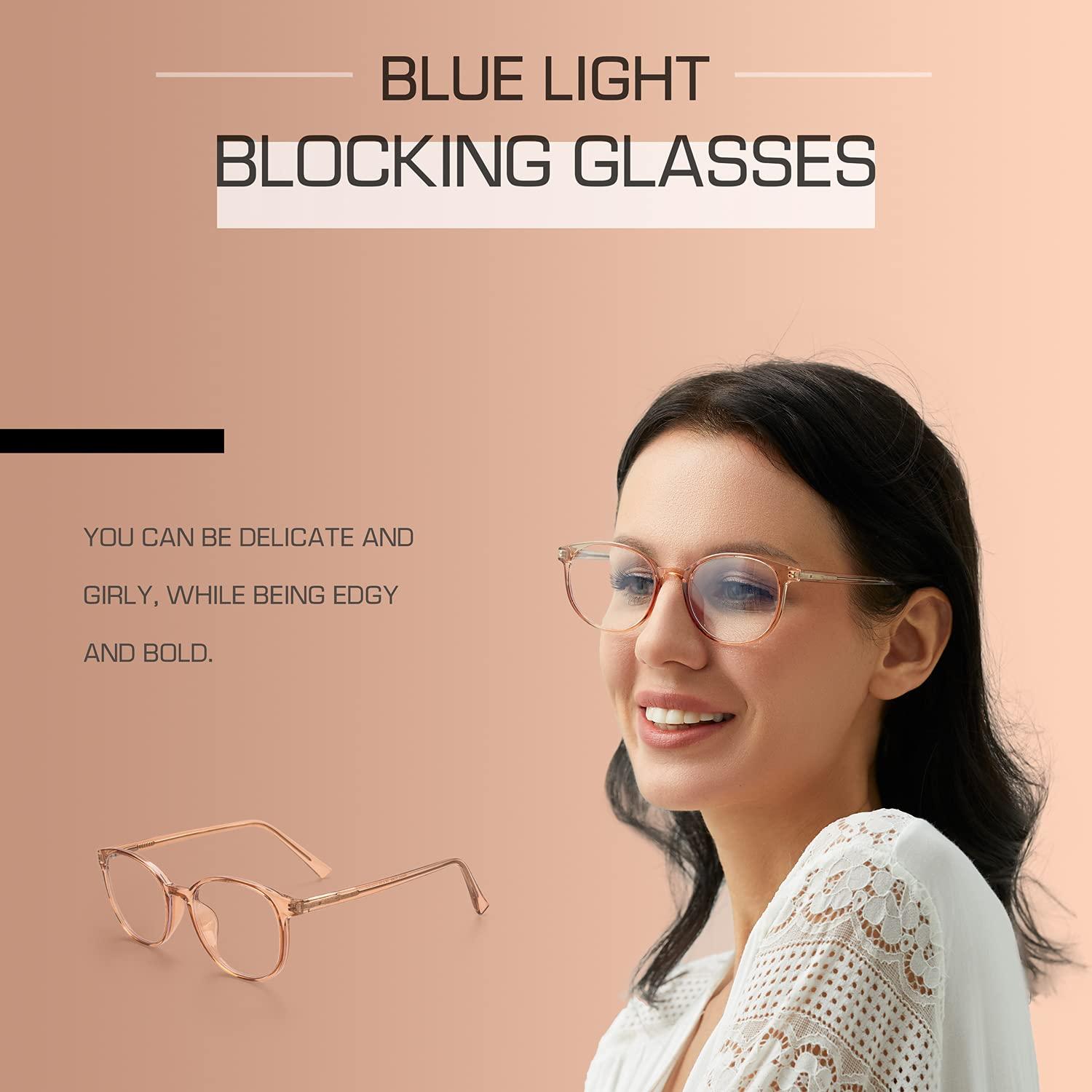 FONHCOO FONHCOO Blue Light Blocking Glasses Women Men Computer Eyeglasses,TR90 Fashion Round Transparent Anti Blue Light Glasses with Anti Eyestrain & UV Glare for Gaming & Reading