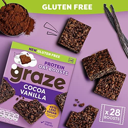 GRAZE Graze - Protein Oat Bars - Gluten Free & Vegan Cocoa Vanilla Protein Oat Boosts - Total 28 Healthy Snacks Multipack