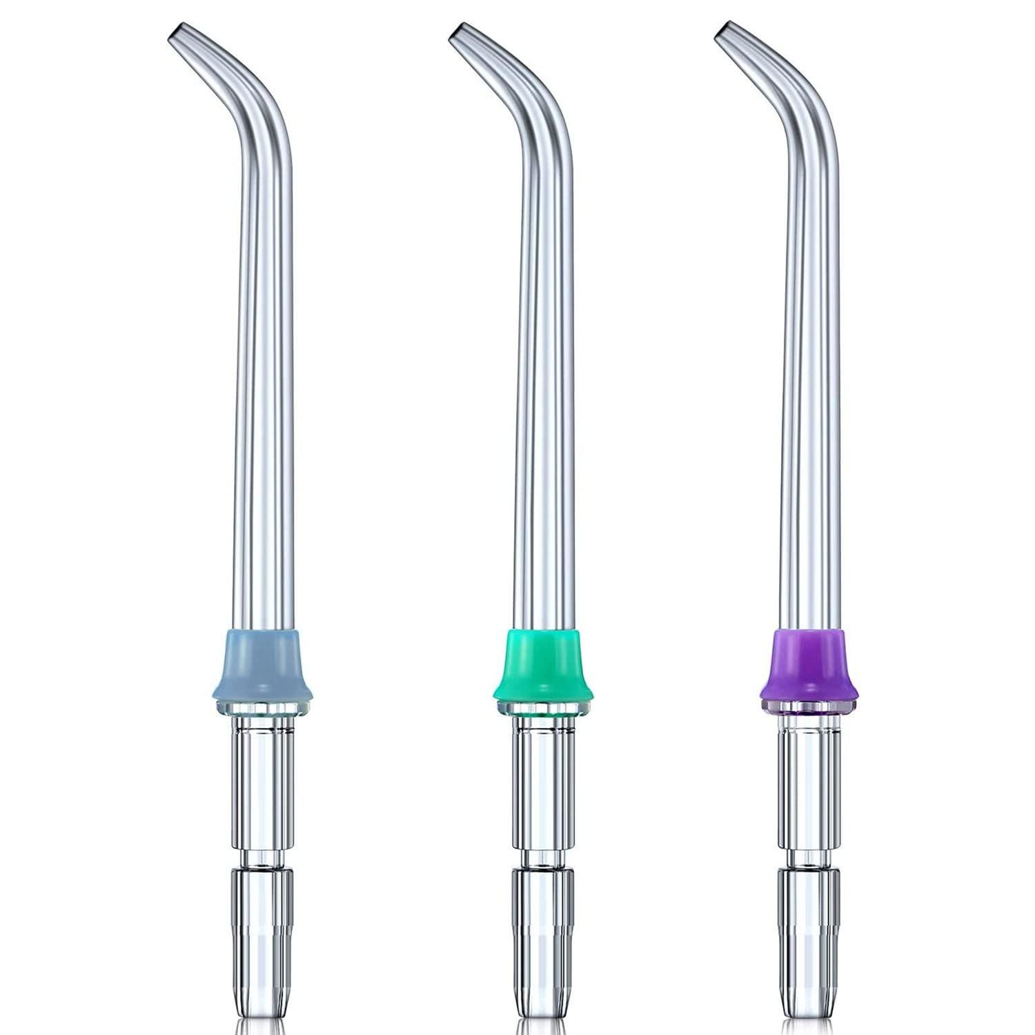 Tiankohelan 3 Pcs Replacement Heads for Waterpik Water Flossers Other Brand Oral Irrigators,Replacement Tips for Waterpik Water Flosser(Blue Purple Green)