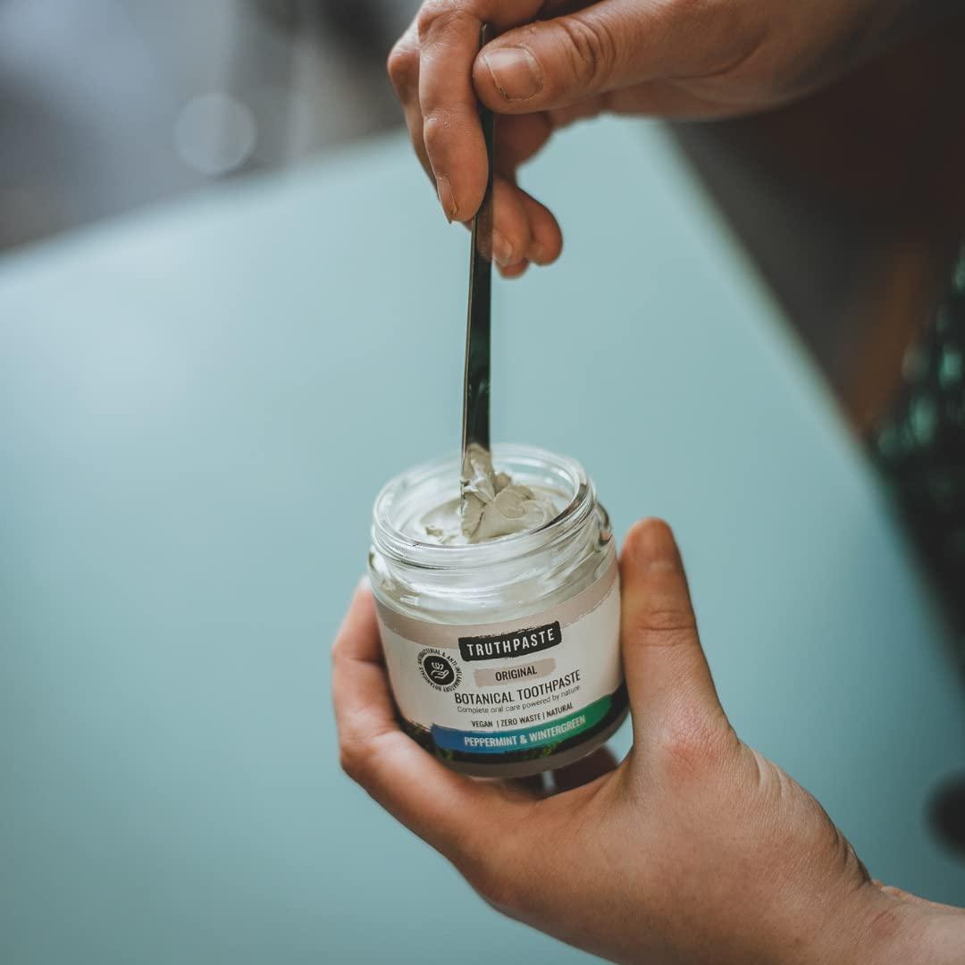 TruthPaste TRUTHPASTE Original Natural Zero Waste Toothpaste. Eco Friendly & Plastic Free. Vegan. Fluoride Free, SLS Free. with neem & Aloe Vera. Suitable for Sensitive Teeth. (Peppermint & Wintergreen 100ml)