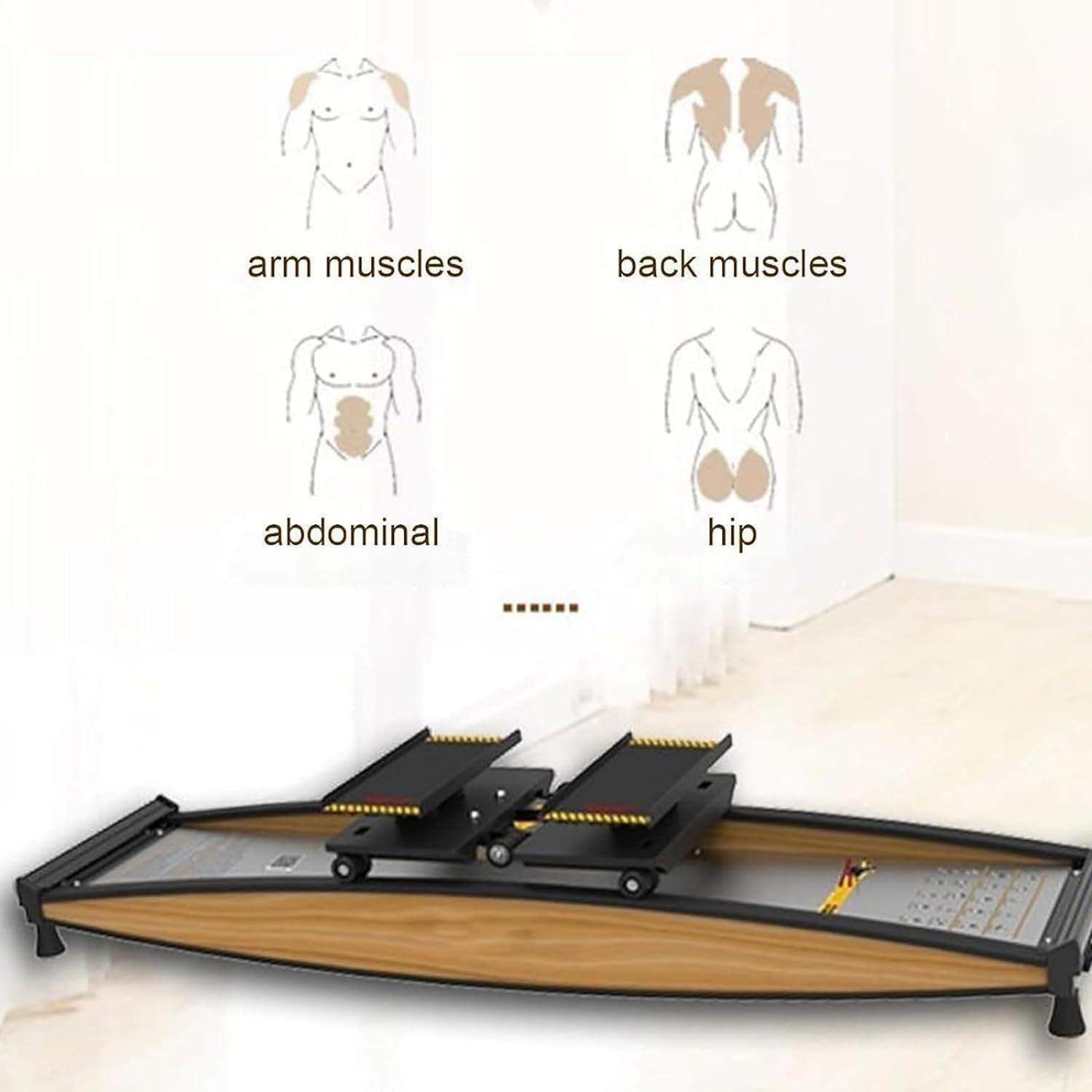 HDCCDM HDCCDM Ski Fitness Machine, Home Fitness Balance Board with Cane, Freely Adjustable Resistance 0-100KG, Strength and Balance Training Tool Set, Suitable for Waist, Abdomen and Legs