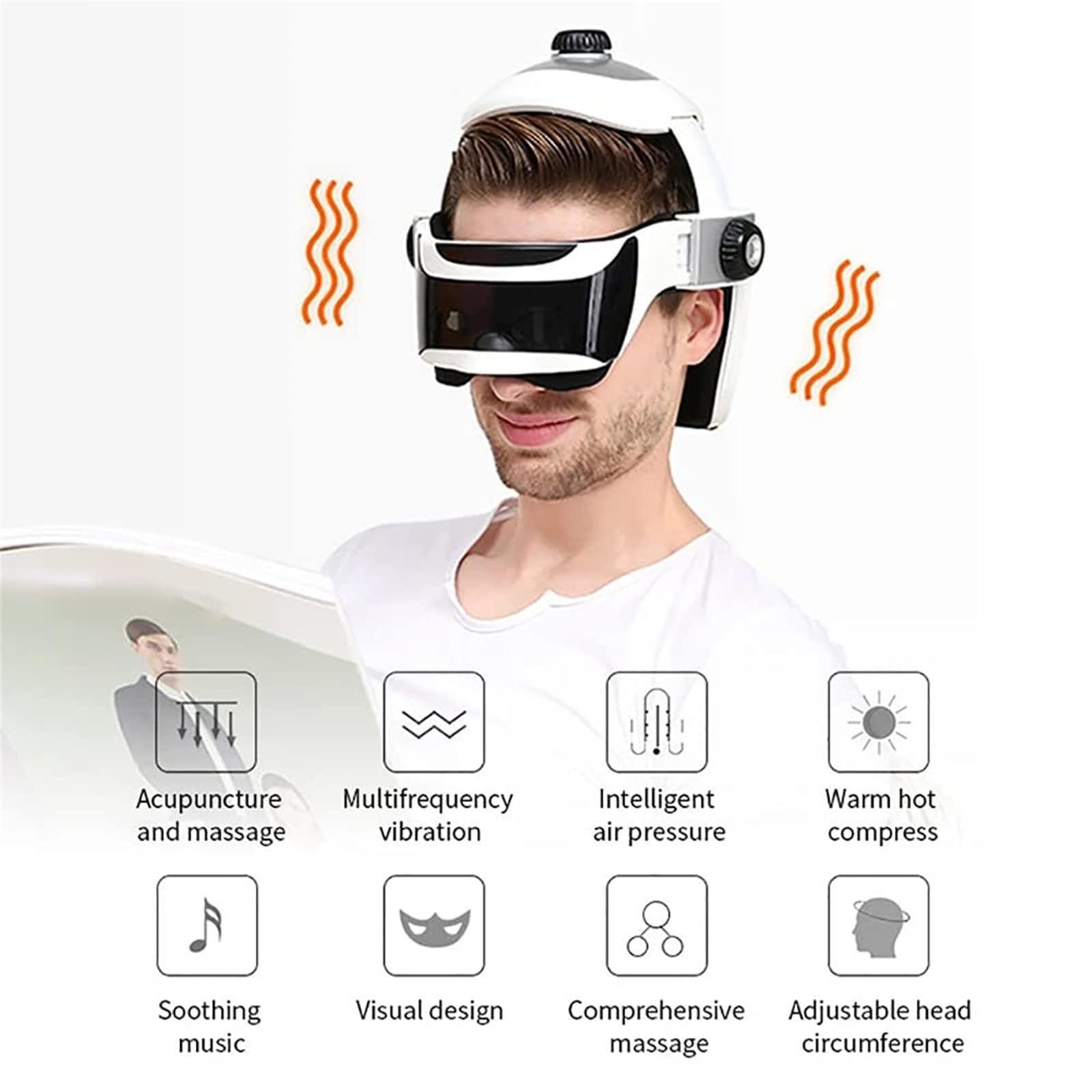 HEAXIY Electric Head Massager Scalp Massager, Eye & Neck Massage Helmet with Heat, Kneading, Air Compression, Suitable for Headache, Stress Relief, Deep Sleeping