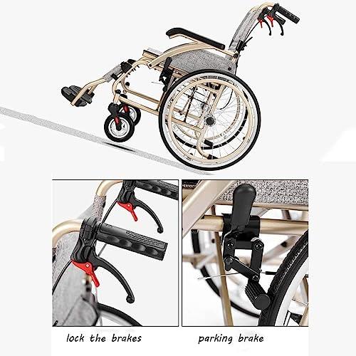 WWTSMYXGS air Lightweight Foldable Self-Propelled air Portable Manual air W/Front and Rear Parking Brake Multifunctional All Terrain air Scooter for Elderly Transit Chair