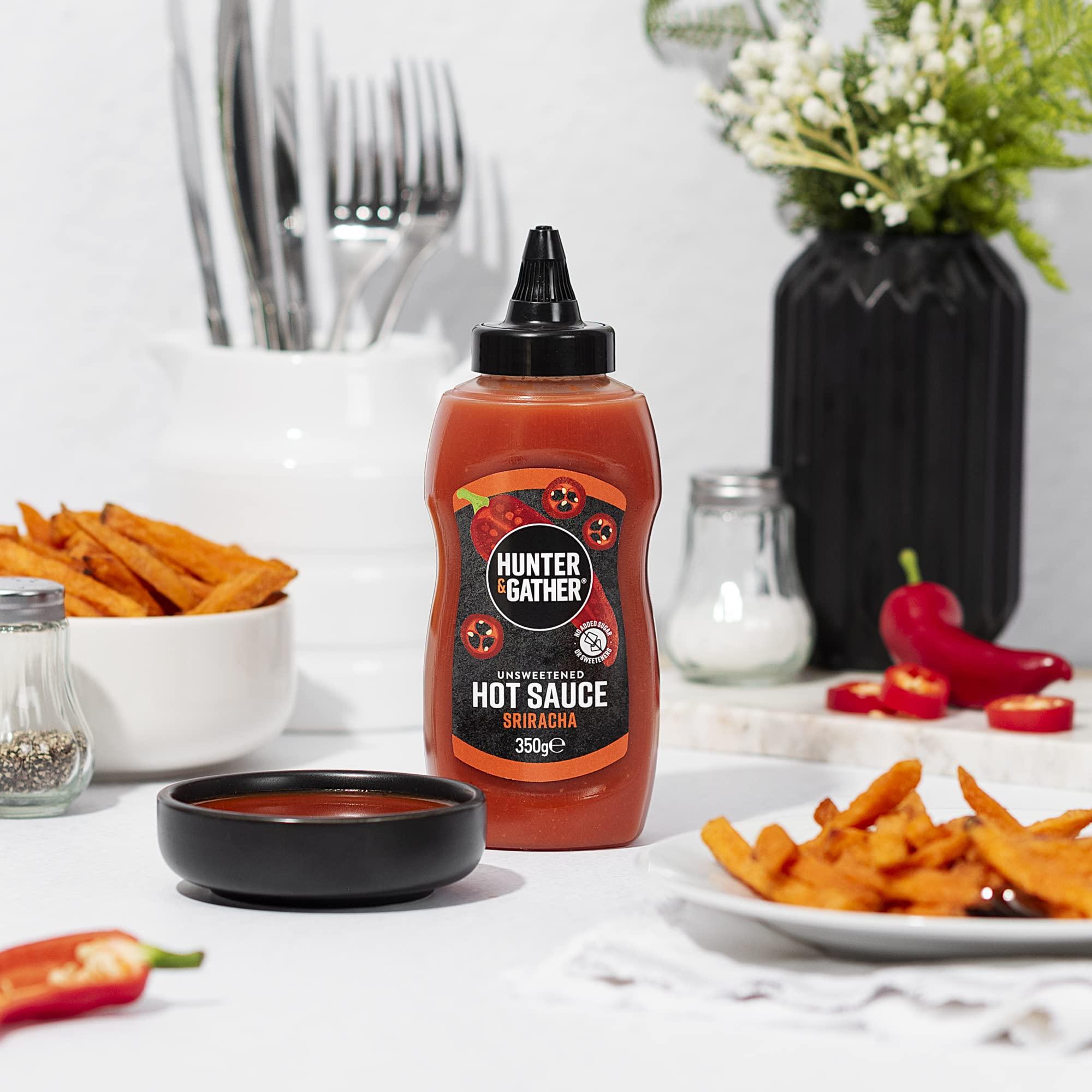 Hunter & Gather Hunter & Gather Unsweetened Hot Sauce | 2 x 350g Hot Sriracha Sauce Keto, Paleo, Low Carb & Vegan Friendly | Free from Added Sugar & Sweeteners