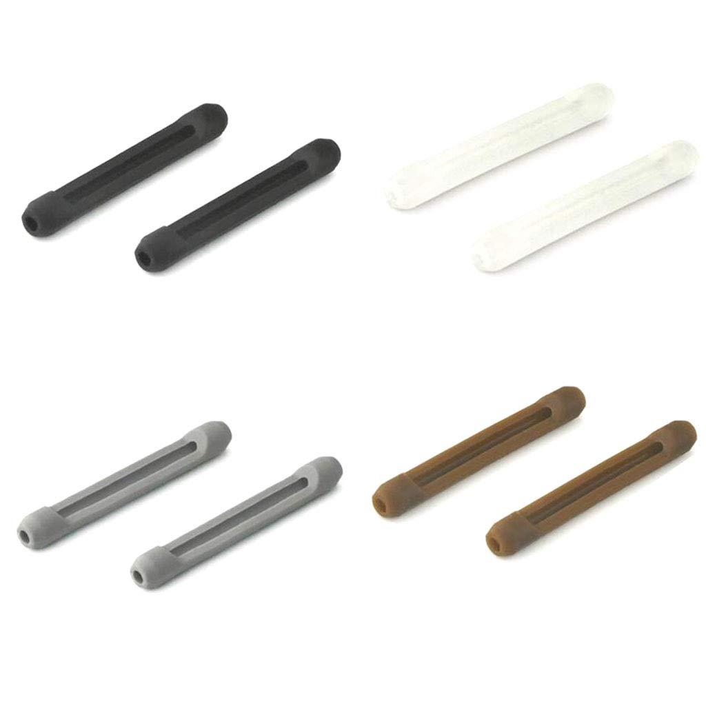 Logyua 4 Pairs Eyeglasses Temple Tips Sleeve Retainer, Soft Silicone Anti-Slip Elastic Comfort Glasses Retainers, for Spectacle Sunglasses Reading Glasses Eyewear (Random Color) (Black,Clear,Grey,Brown)