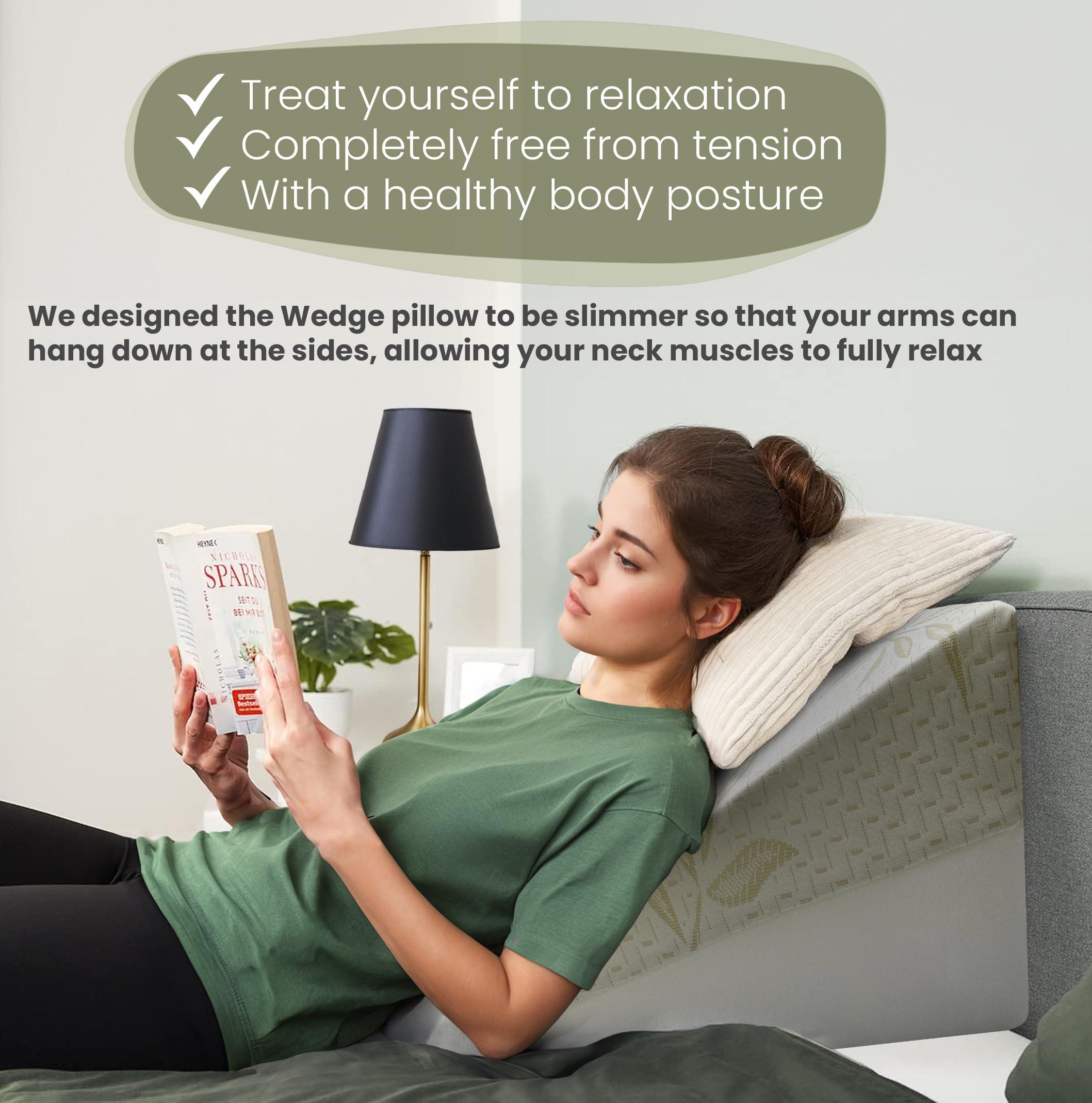 iSTYLE MODE BETTER HOME CHOICE Bamboo Orthopaedic Bed Wedge Pillow Foam Inside | For GERD, Acid Reflux, Reduce Back and Neck Pain, Snoring, and Breathing Problems | Great For Sleeping, Reading, Rest Elevation, Washable Cover