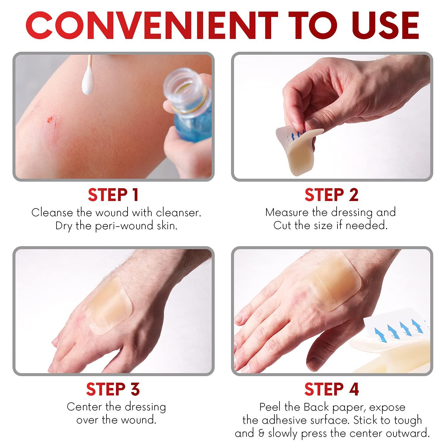 Healqu Healqu Hydrocolloid Wound Dressing - 2x2" Thin - Box of 20 Large Bandages - Abrasions, and More - Waterproof and Absorbent with Protective Standard