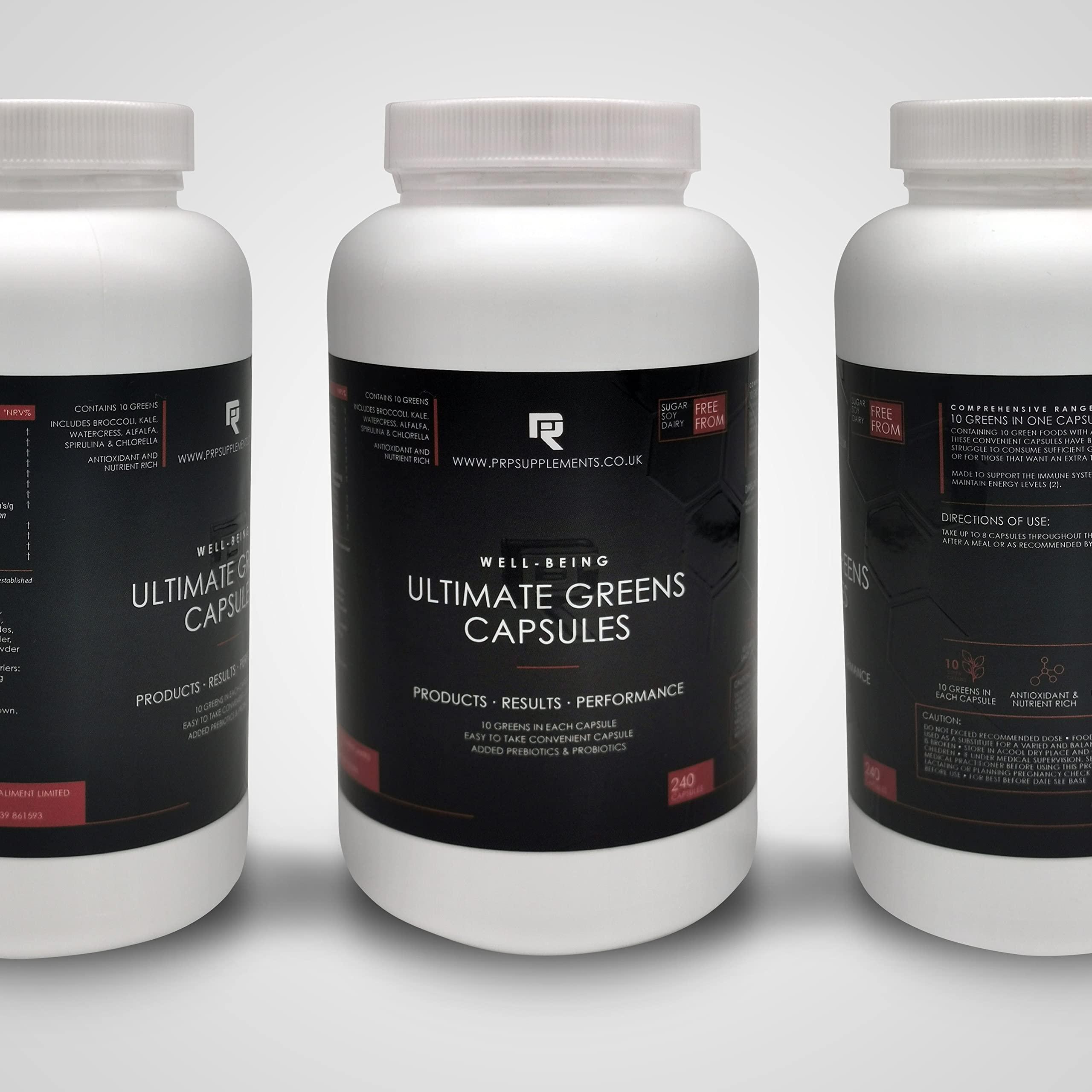 PRP Supplements PRP Supplements Ultimate Greens Capsules | Supergreens with Added Probiotic to Help Aid Detox | Supports Heath and Vitality | Vegetarian and Vegan