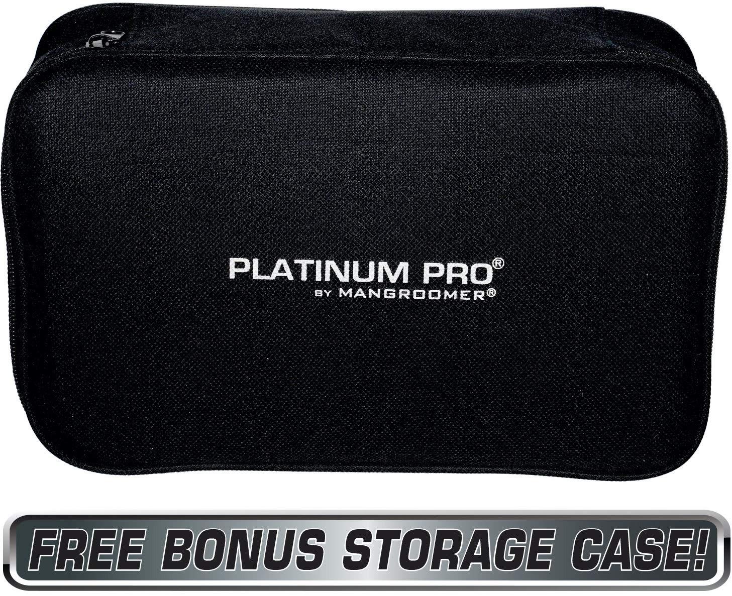 PLATINUM PRO by MANGROOMER MANGROOMER - PLATINUM PRO New Back Shaver with 3 Shock Absorber Flex Heads, Power Hinge, Extreme Reach Handle & Bonus Case! (Generation 8.0), 4 Piece Set