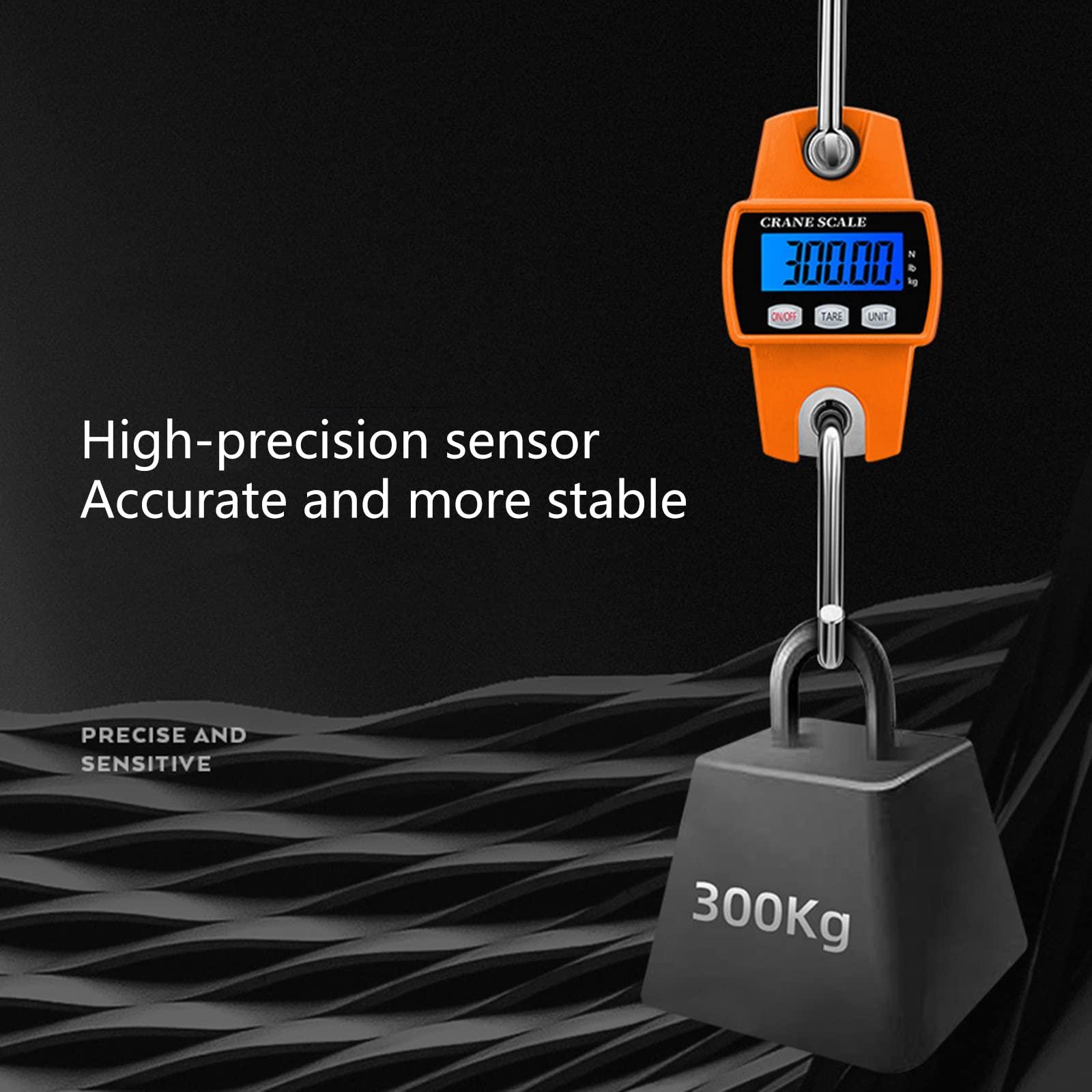 MULAIDI 660lb Digital Hanging Scale Hand-held 300Kg Crane-Scale with Hooks for Farm Hunting Fishing Outdoor Digital Hanging Scale 660lb for Weighing