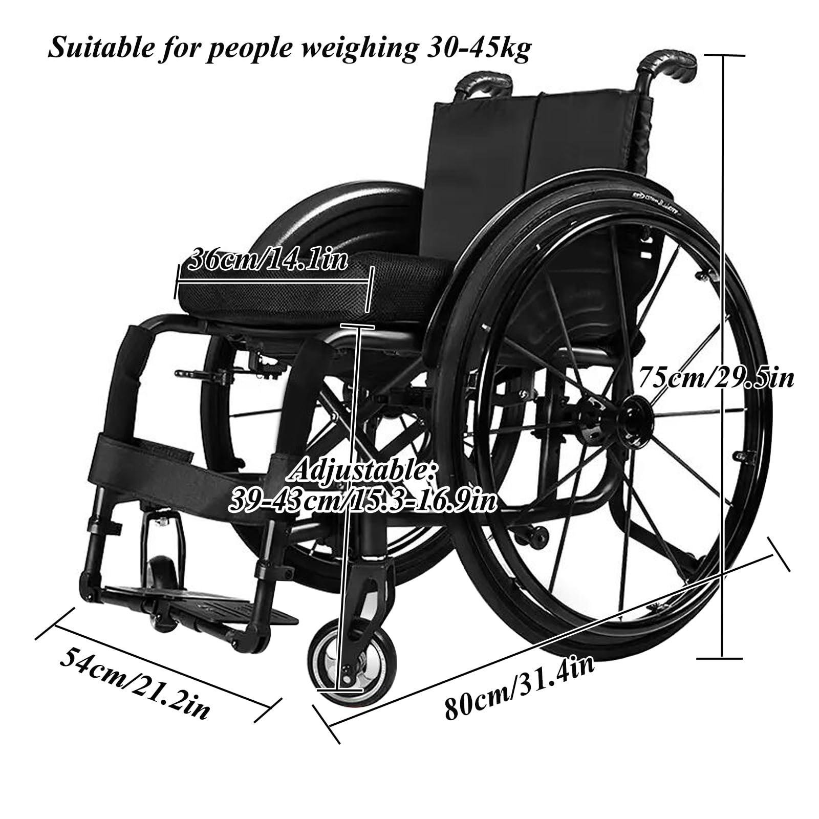 CFMAIF CFMAIF Foldable Wheelchair for Adults, Travel Scooter Lightweight, Self-propelled Manual Chair with Anti-Tipper, Quick Release Rear Wheels(Seat Width 36cm/14.1",Blue)