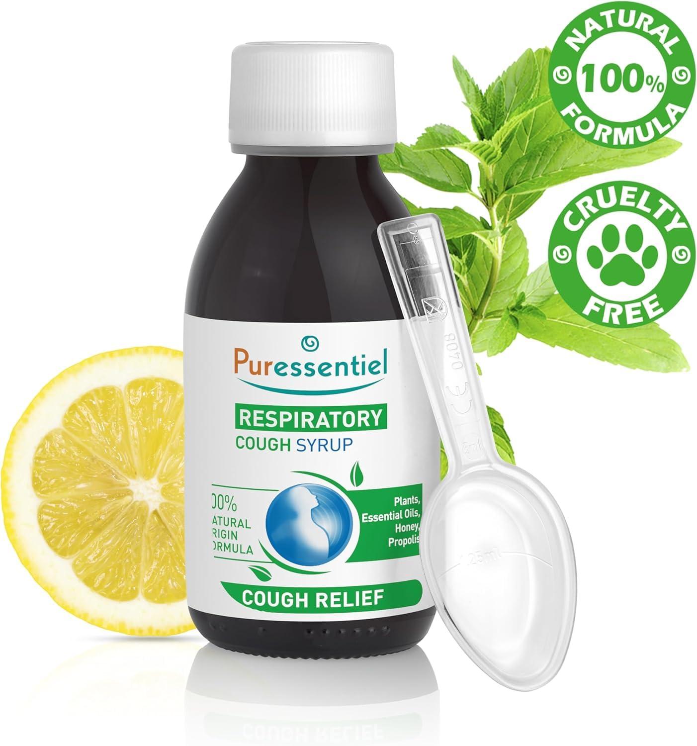 Puressentiel Puressentiel Respiratory Cough Syrup 125ml - Cough Relief For All Coughs + Cold & Flu - Chesty Cough, Mucus Cough - 100% Natural Origin Medical Device - Essential Oils & Honey - For Children Aged 12+
