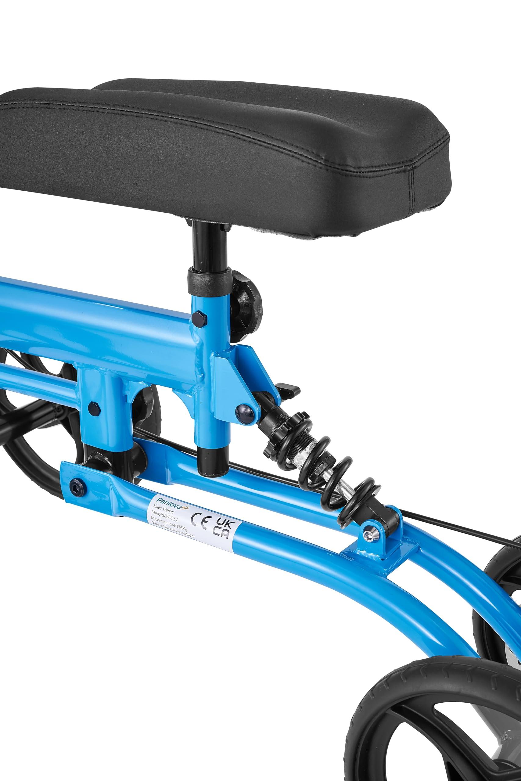 PANLOVA Adjustable Medical Folding Steerable Leg Knee Walker Scooter with Front bag-9251B