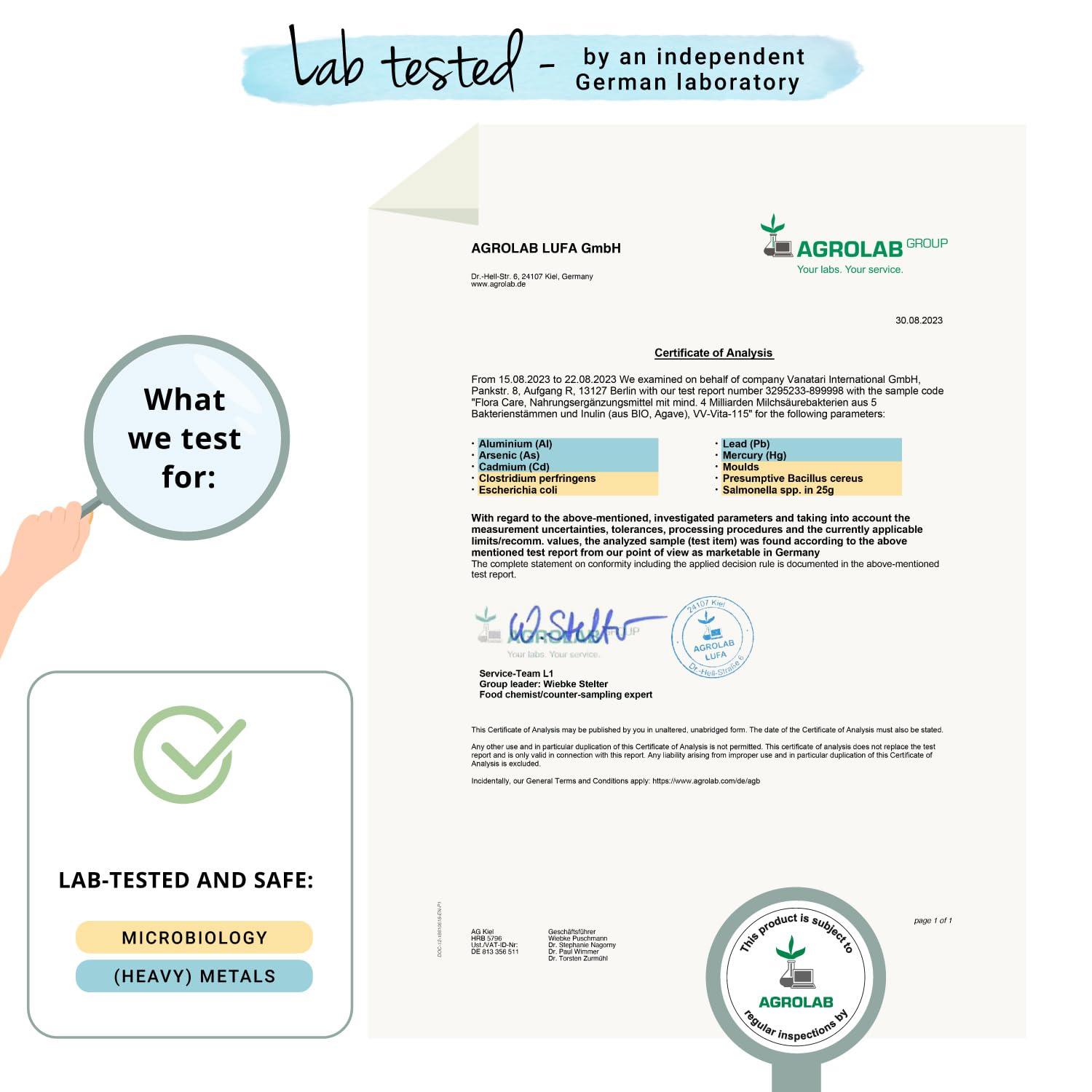 Vegavero Organic Probiotics for Kids Vegavero | NO Additives | Organic Prebiotic Inulin and 5 Bacterial Strains with 10 Billion CFU | for Children 3+ Years | 75g Powder | Spoon Included