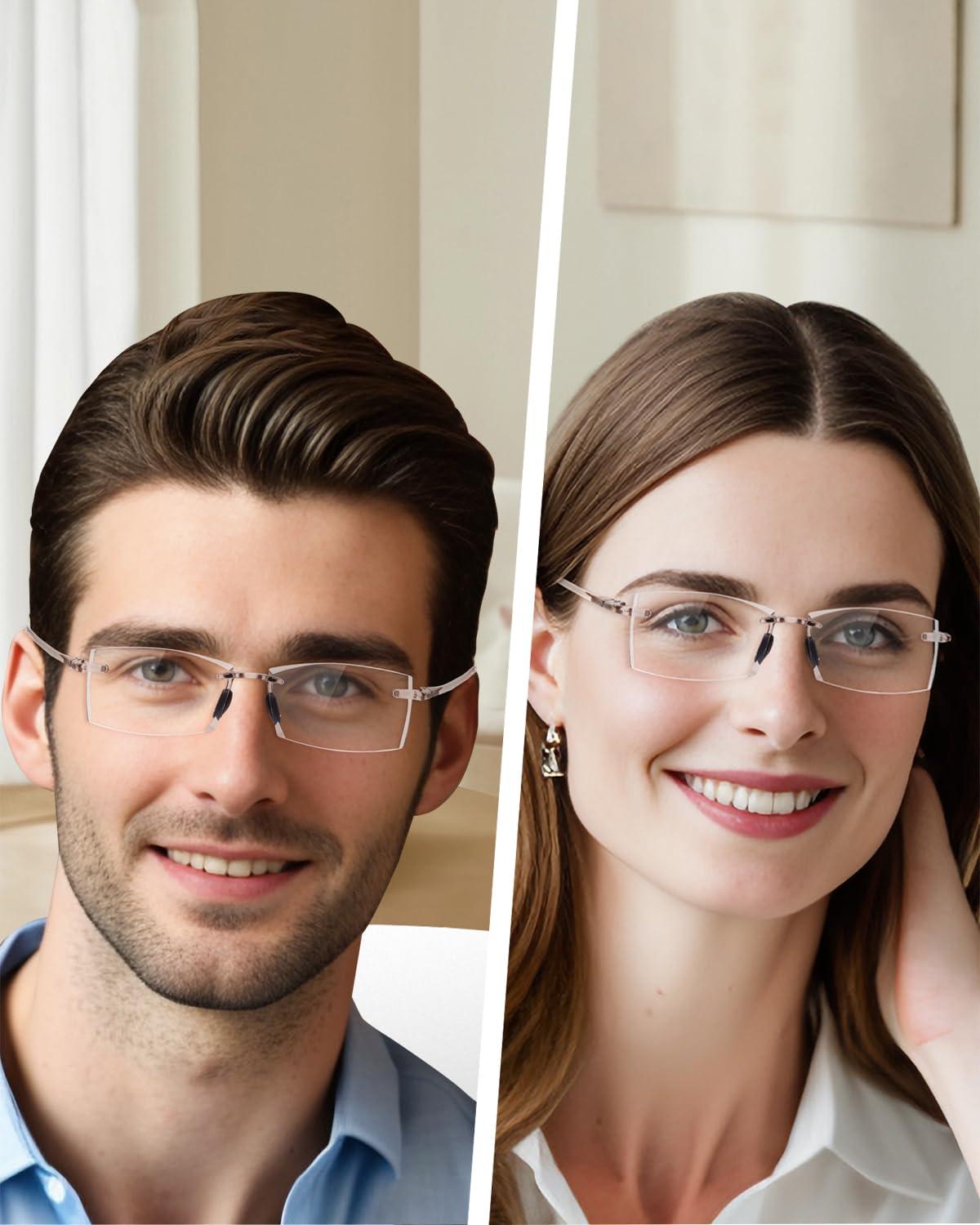 TERAISE TERAISE Rimless Reading Glasses Comfortable Lightweight Frameless Reader Men Women Blue Light Blocking Computer Eyeglasses(1.5X)