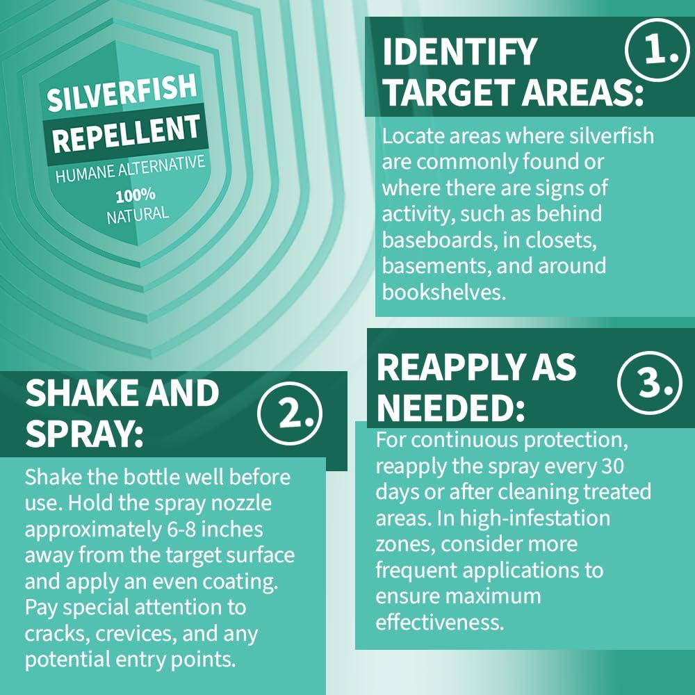 UK GROW Silverfish Repellent Spray - 100% Natural Essential Oils Formula | Non-Toxic Silverfish Killer & Preventative Solution | Works with Silverfish Traps (500ml)