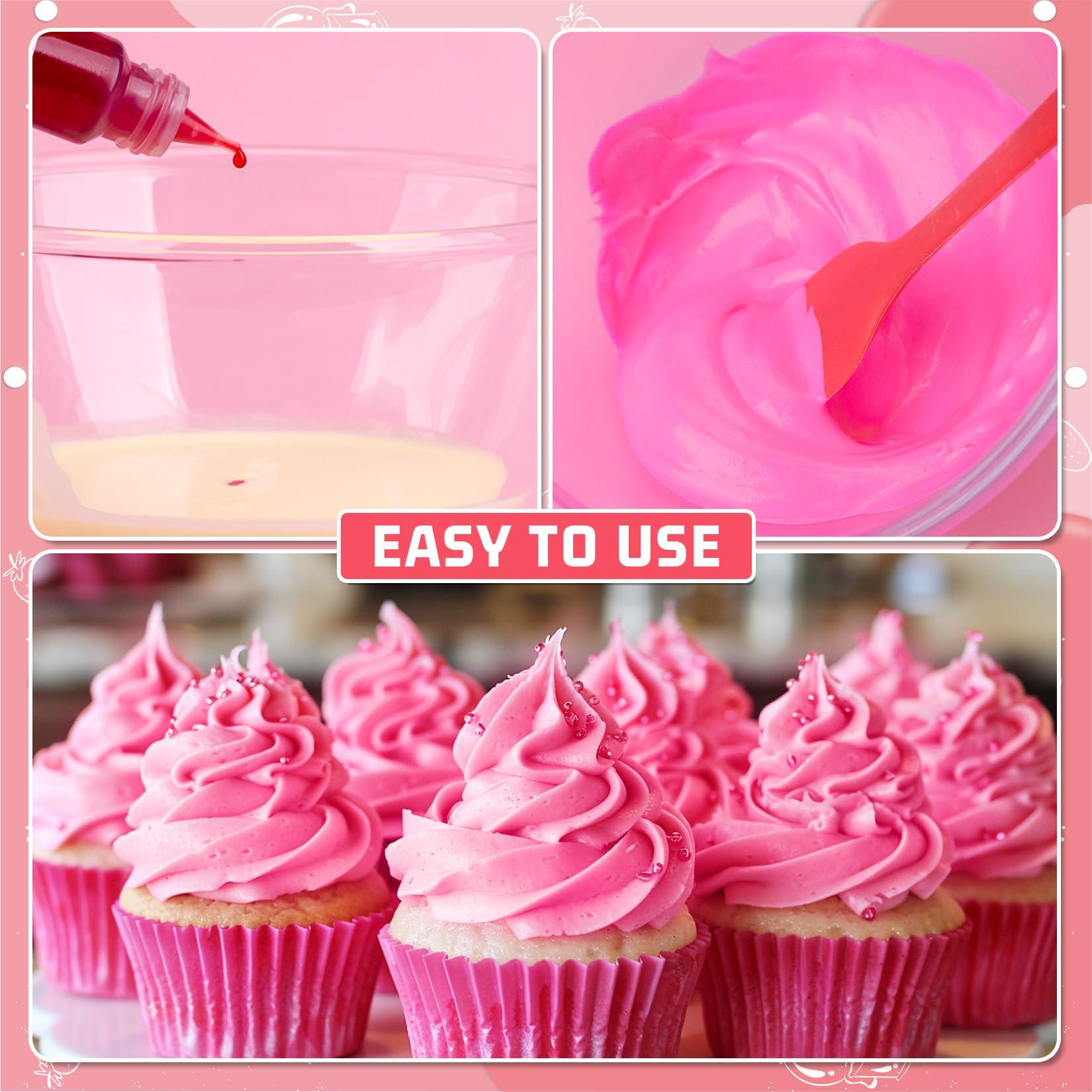 HXDZFX Pink Food Colouring Gel - Concentrated Gel Food Colour for Baking, Cake Decorating, Candy, Macaron, Icing and Cooking - Neon Food Dye for Slime Making and DIY Crafts - 30ml2 Bottles