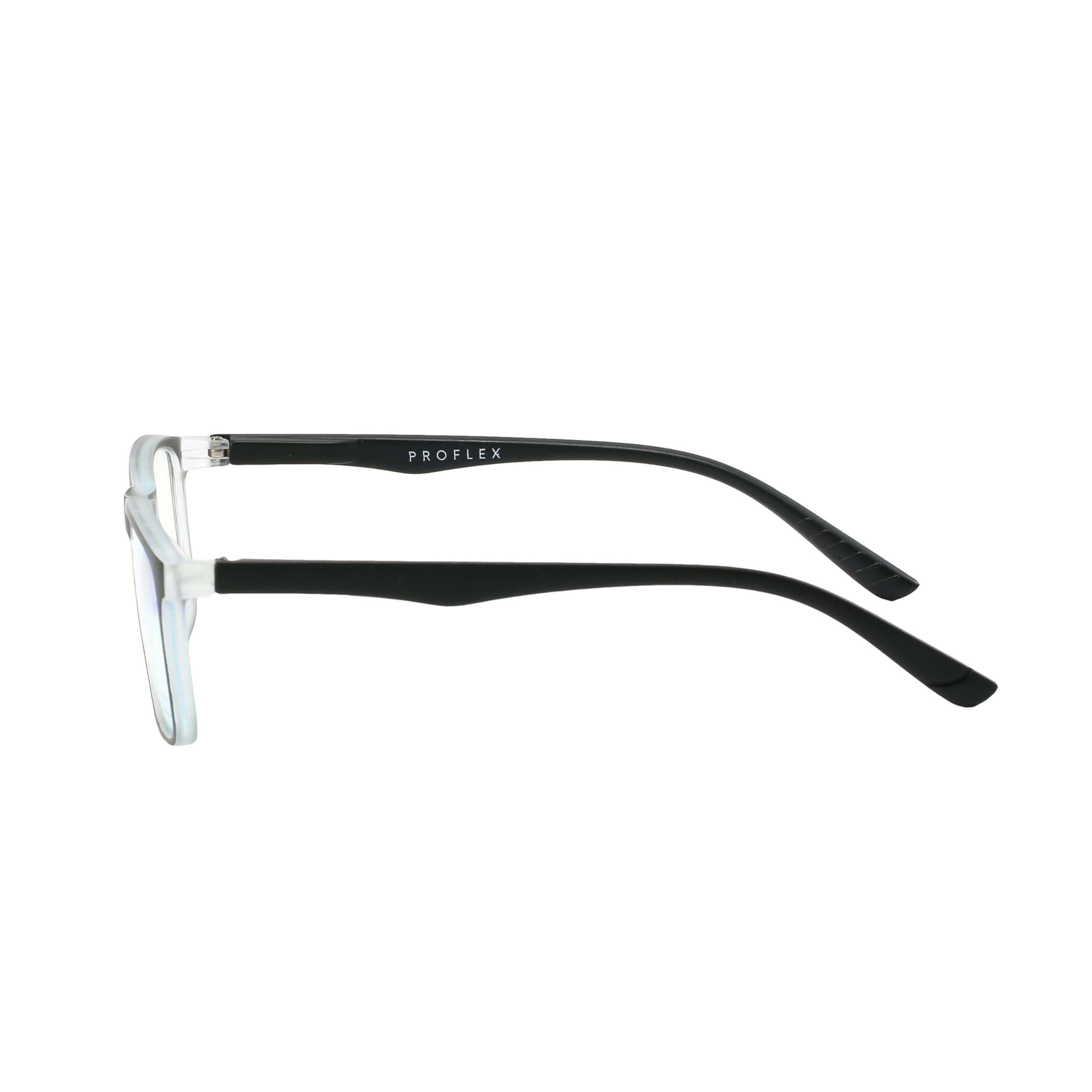 PROFLEX PROFLEX Fusion Blue Light Blocking Reading Glasses Robust Frames Spring Hinges Matte Finish Impact and Scratch Resistant Unisex (BLKWHT, 2.5)